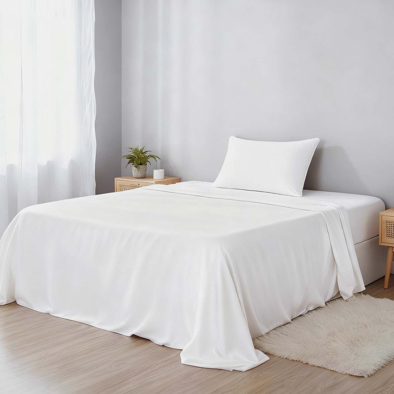 4pcs ultra-soft 85g sheet and pillowcase set, soft solid color, machine washable, suitable for all seasons, Christmas comfortable bedding set, available for single, double, king, and queen beds.