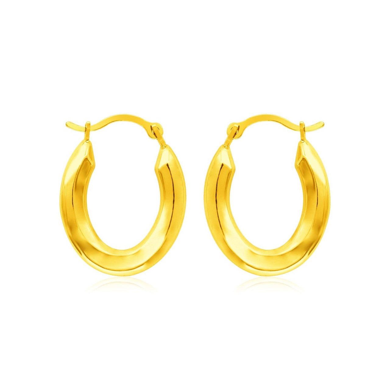 14k Yellow Gold Polished Oval Hoop Earrings