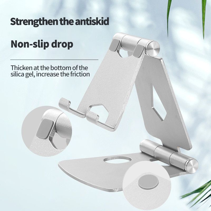 Aluminum Alloy Double Folding Mobile Phone Bracket Portable Mobile Phone Desktop Aluminum Alloy Stand for Live Streaming