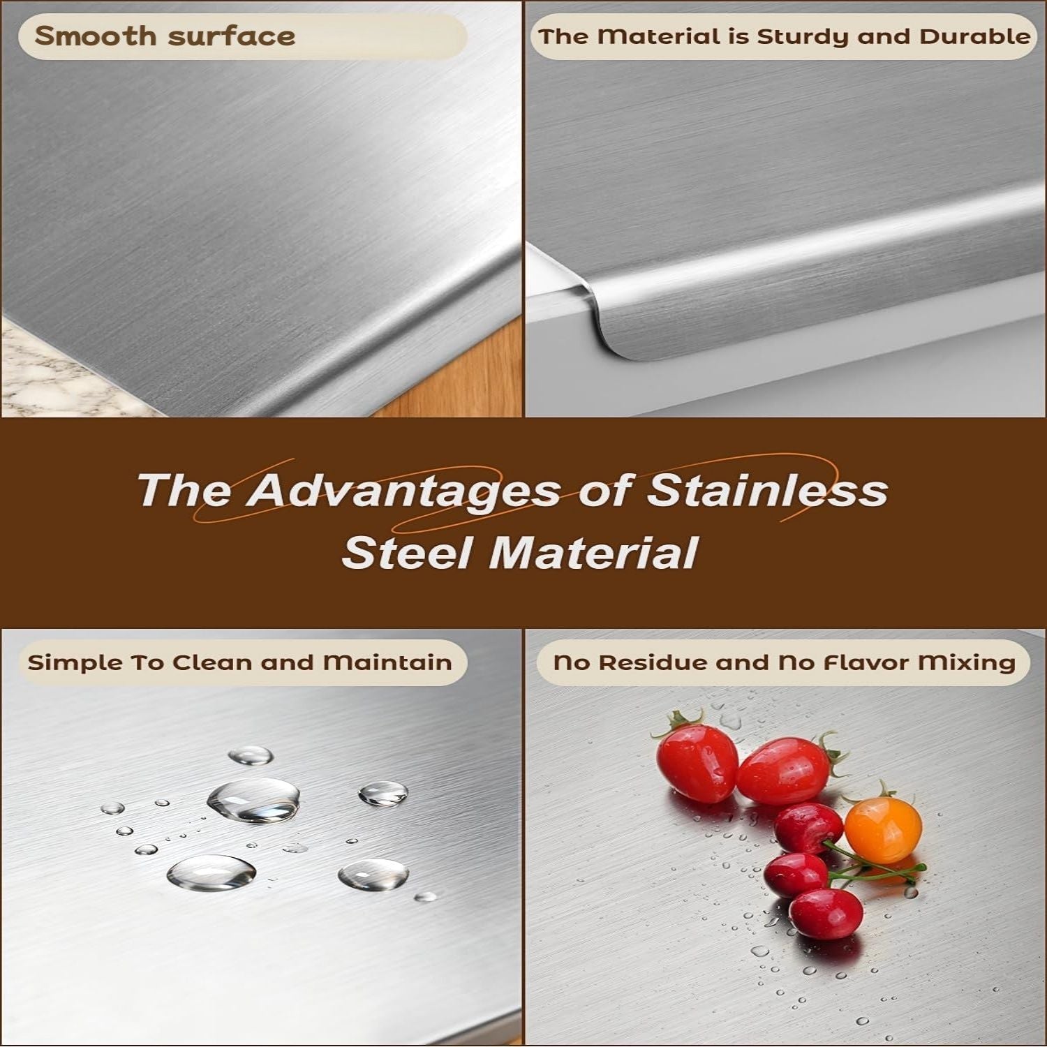 XXL 304 Stainless Steel Cutting Board  Anti-Slip & Mildew-Proof! No More Moldy Wooden Boards | Heavy-Duty & Food-Safe, Easy to Clean – Chop Meat, Knead Dough, Bake Prep All-in-One | Must-Have for Home