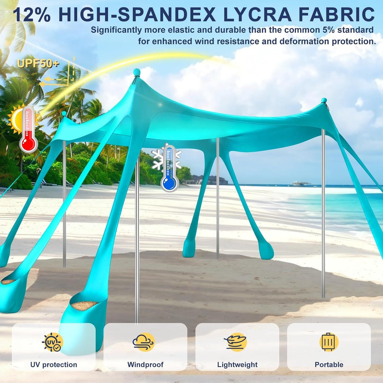 Let's go to the Beach - Portable Beach Tent Sun Shelter UPF 50+, Perfect 10x10 FT Pop-Up Canopy for Outdoor Fun
