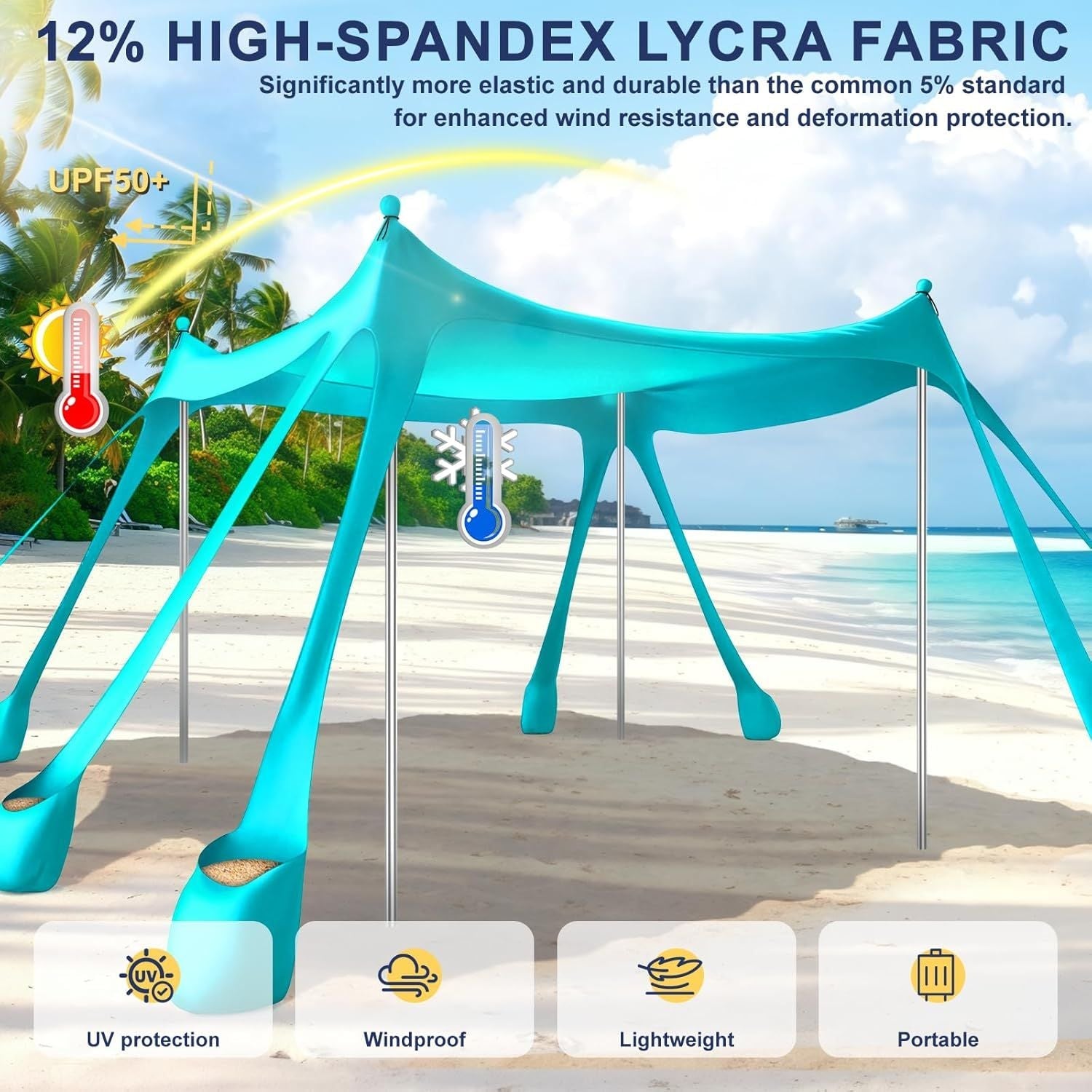 Let's go to the Beach - Portable Beach Tent Sun Shelter UPF 50+, Perfect 10x10 FT Pop-Up Canopy for Outdoor Fun