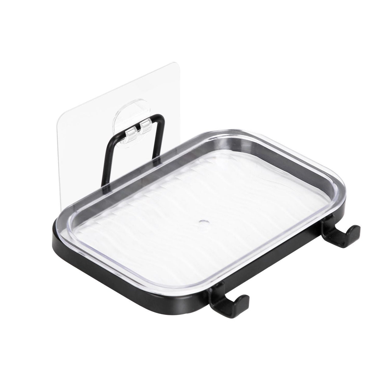 Soap Dish Soap Bar Holder Square Soap Rack Wall Mounted S Bar Shower Bathroom Self with 2 Hooks