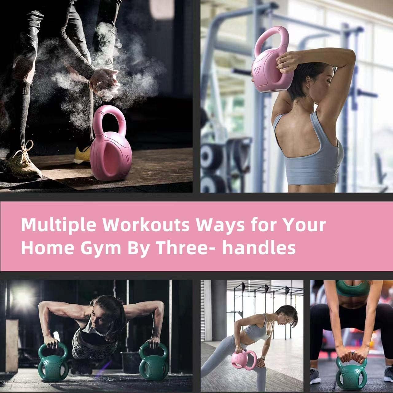 3 Handle Kettlebells Weight - Weight for Women Options 5, 10, 15 and 20 LB for Russian Twists AB Exercise, Weightlifting and Core Fitness Exercise Home Gym [Single in Sold]