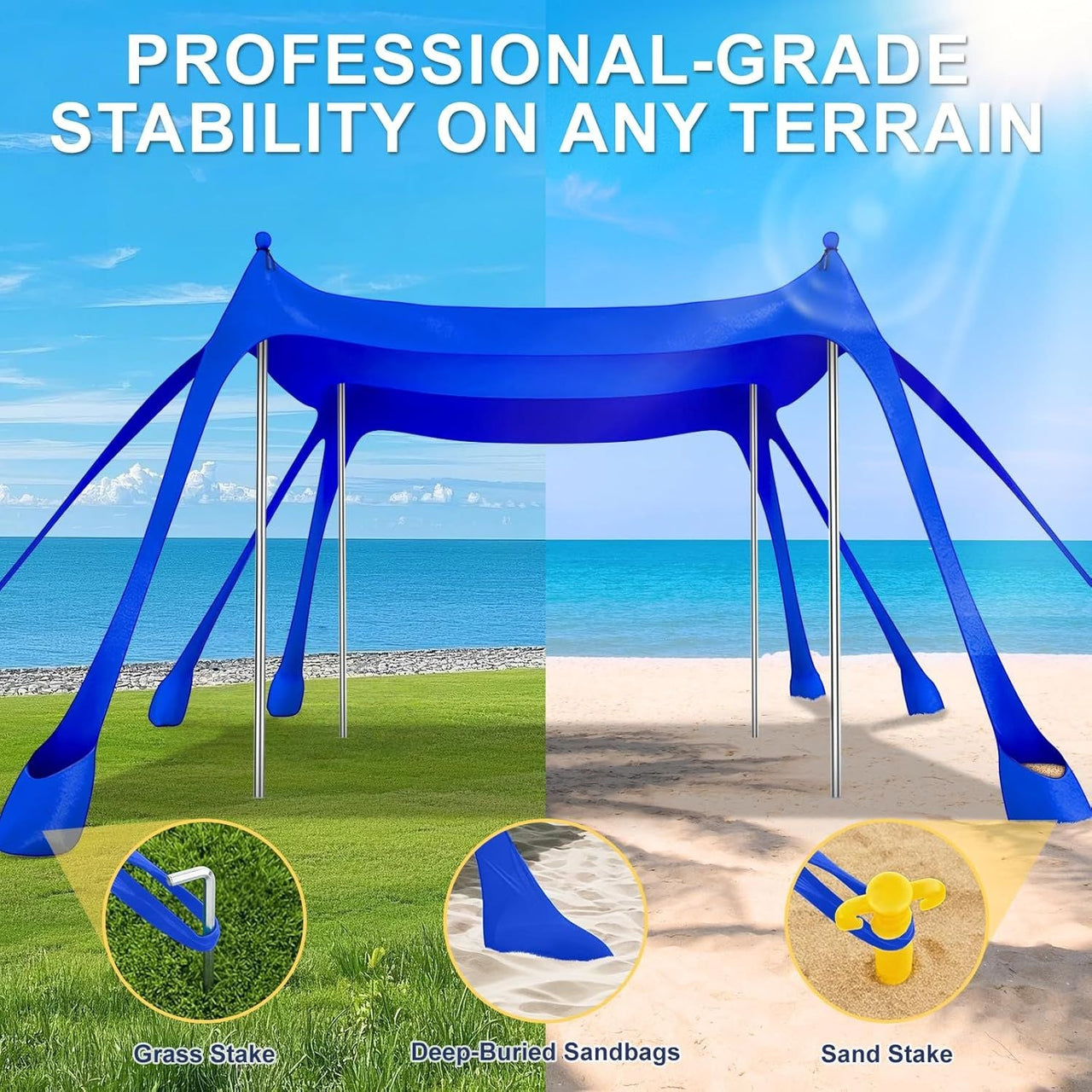 Let's go to the Beach - Portable Beach Tent Sun Shelter UPF 50+, Perfect 10x10 FT Pop-Up Canopy for Outdoor Fun