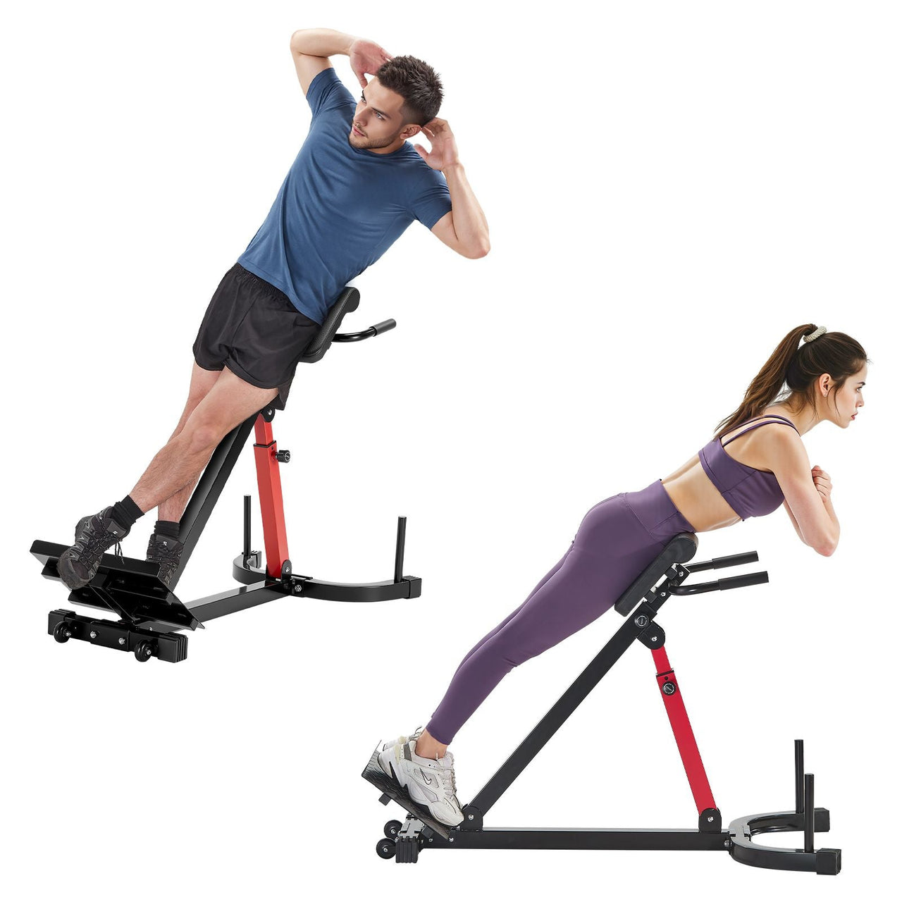 Roman Chair Hyperextension Bench, 350 lbs Adjustable Extension Machine, Multi-Function Exercise Equipment for Glute, Hamstring, Lower Back, and Ab Workout, Fitness Weight Bench for Home Gym