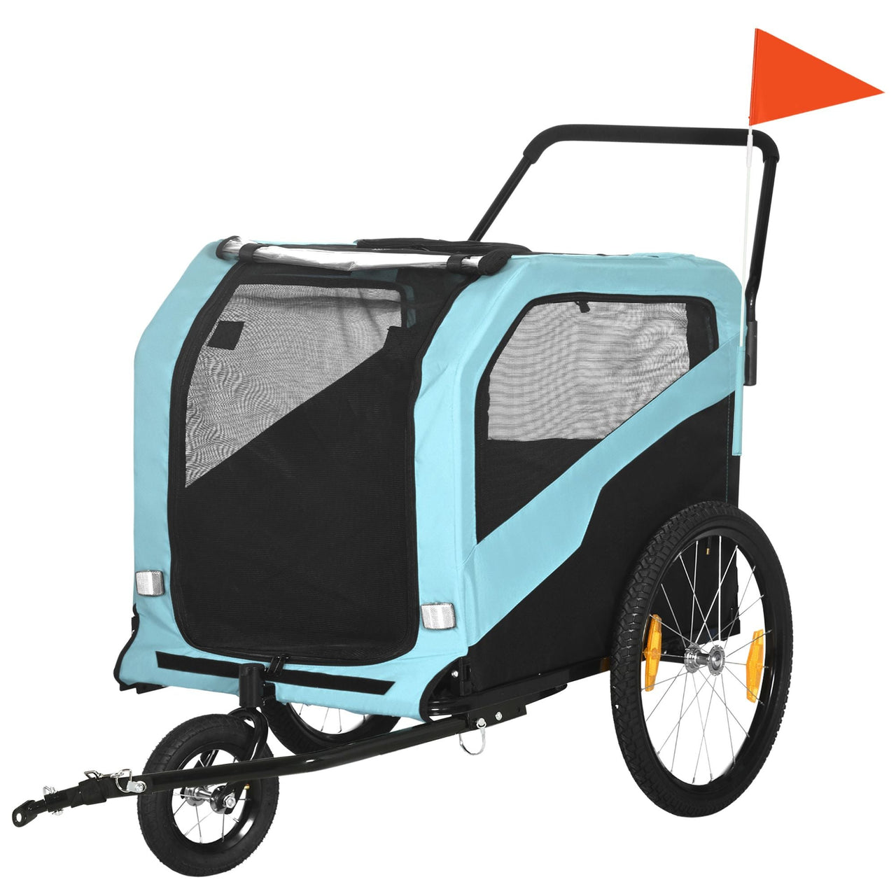 Pet Stroller - 2-in-1 Large Dog Bike Trailer & Stroller Combo with Safety Hitch Quick-release Wheels Foot Support Pet Bicycle Cart