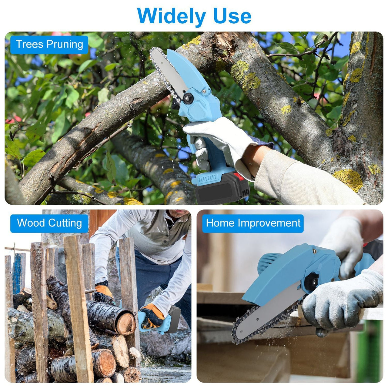 Electric Mini Chainsaw Portable Handheld Cordless Small Chain Saw Battery Powered