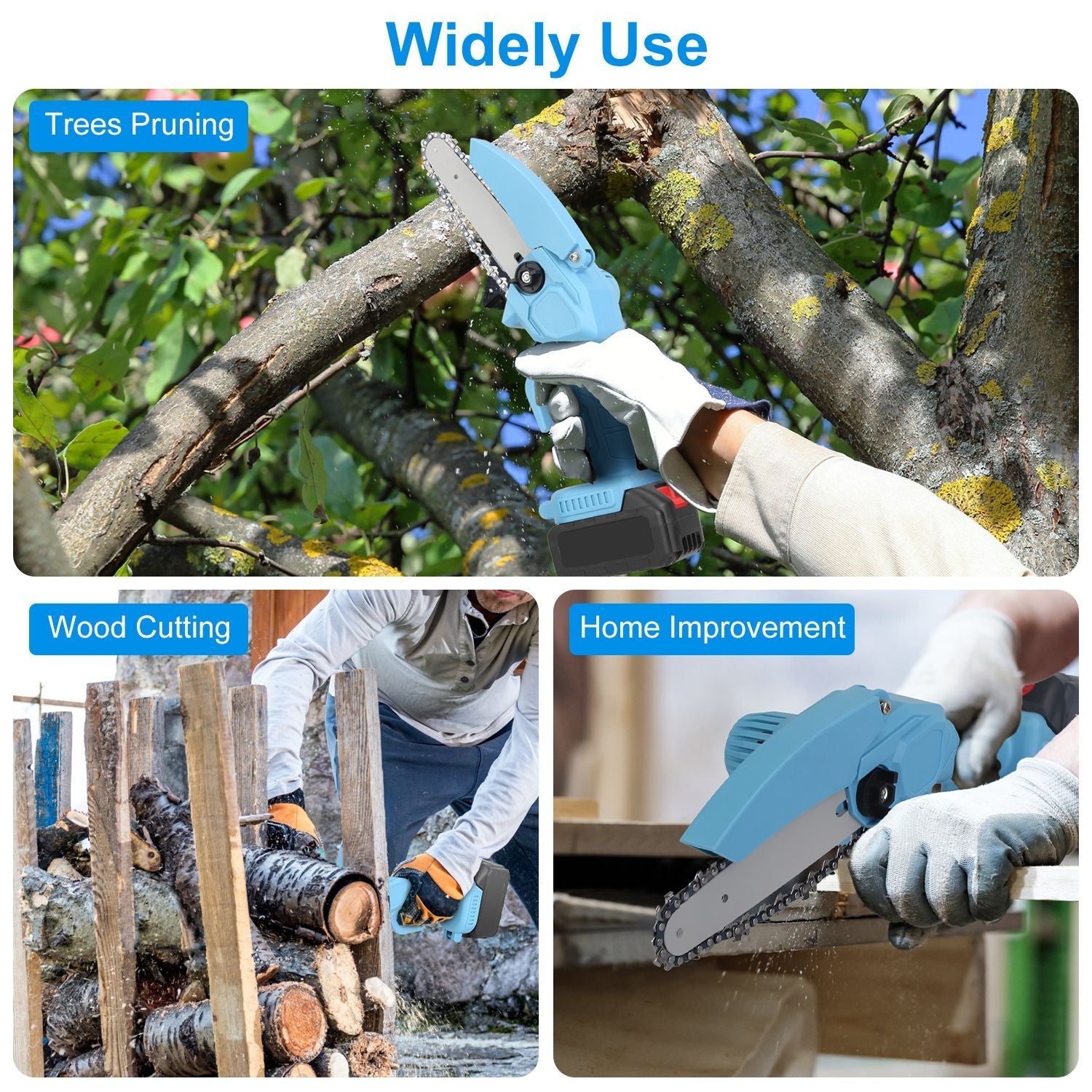 Electric Mini Chainsaw Portable Handheld Cordless Small Chain Saw Battery Powered