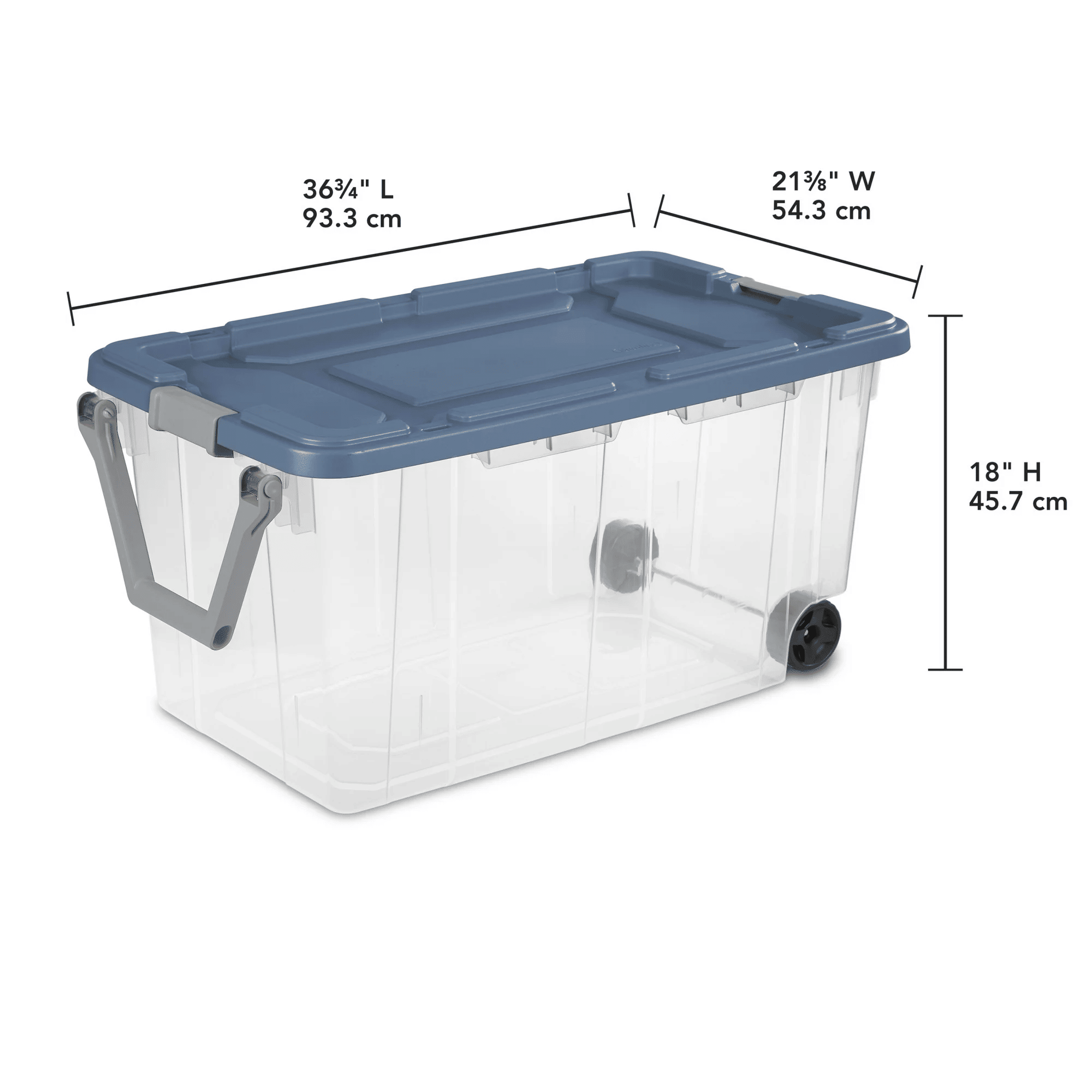 Extra Large Storage Bin, 160 Quart Wheeled Clear Plastic Storage Container with Handle, Gray, Pack of 2