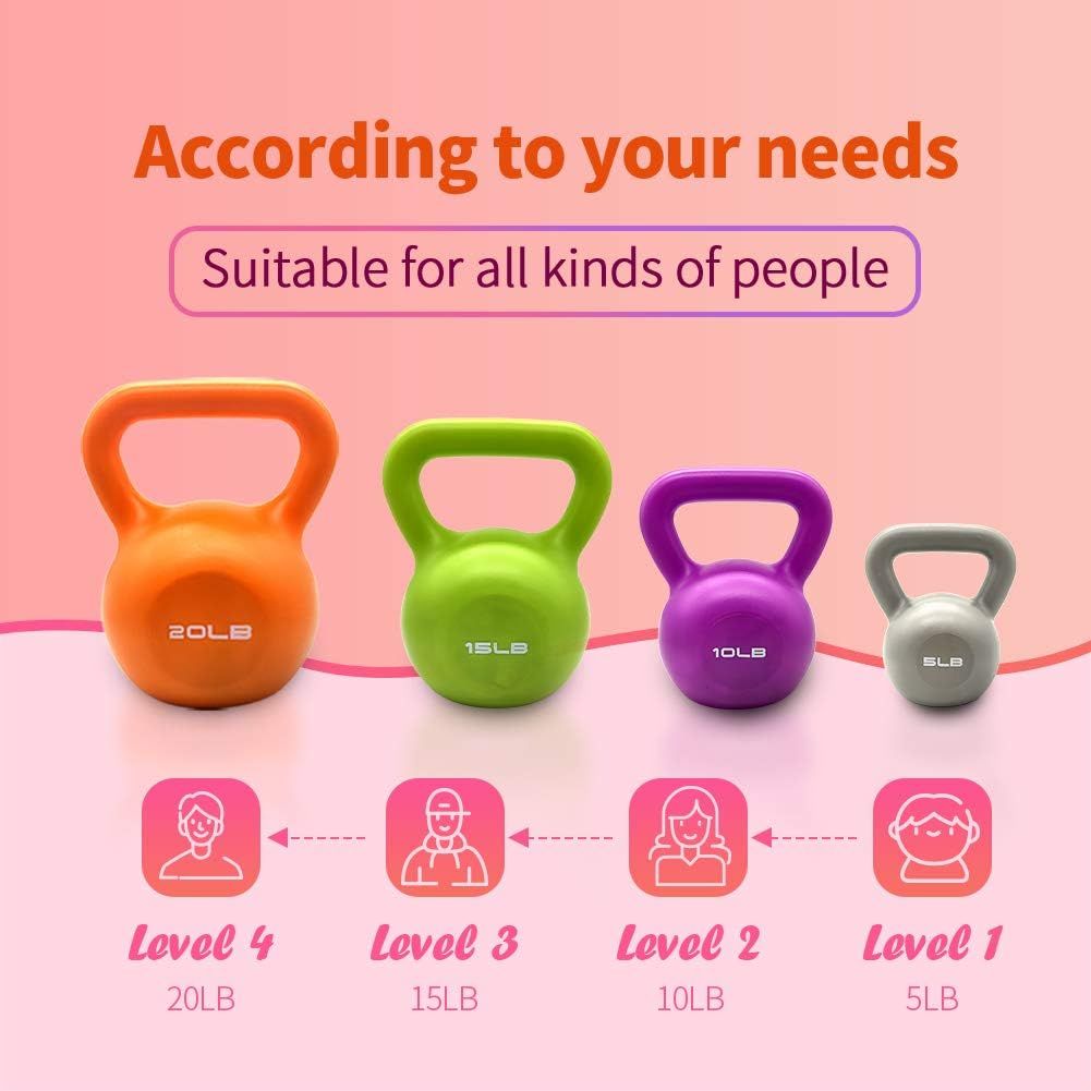 10lbs Kettlebell, Strength Training Kettlebells Weight for Women, Vinyl Coated Kettle Bell for Home Gym Workout Weight Lifting Equipment, Comfortable Grip Wide Handle Weights