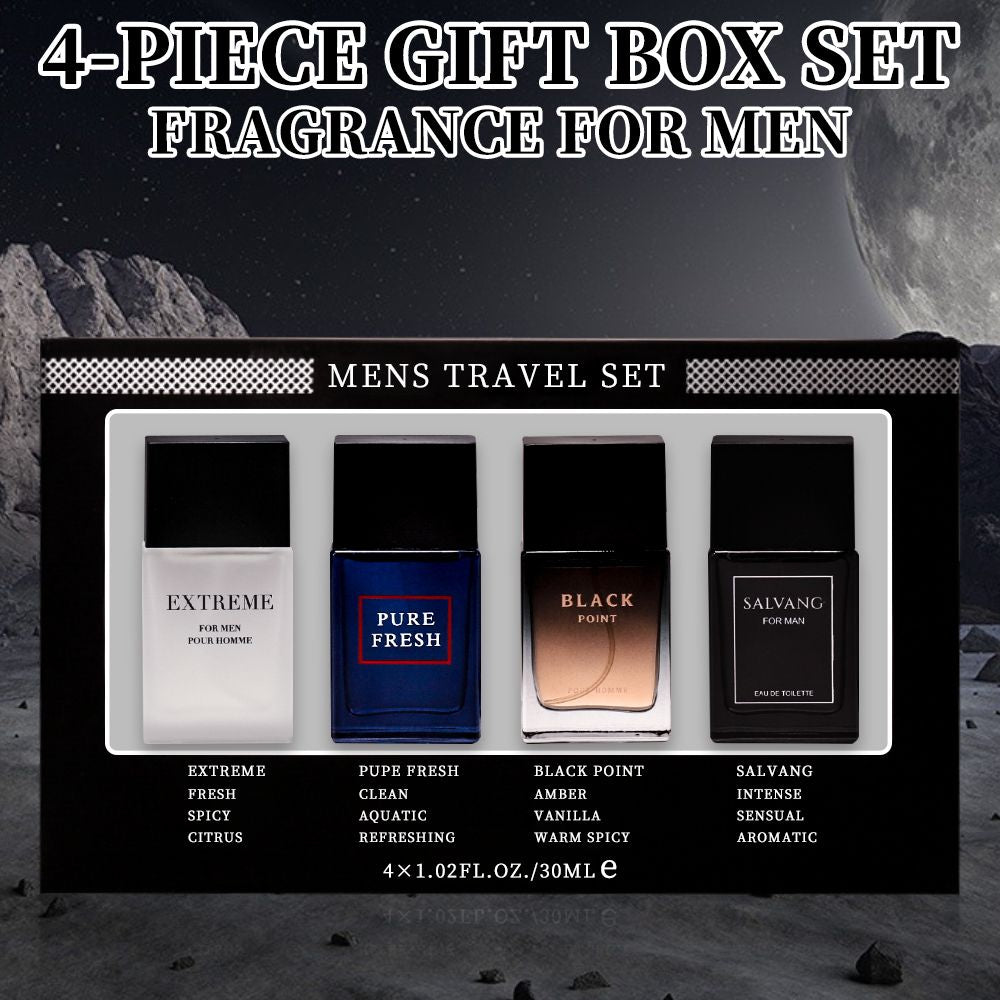 4-Piece Set, Men's Eau De Toilette Spray Gift Box, Long Lasting Fragrance, 4 Different Flavor, Perfect For Holiday Gifts, Dating, Daily Life, Parties, 1.02 Fl Oz/bottle