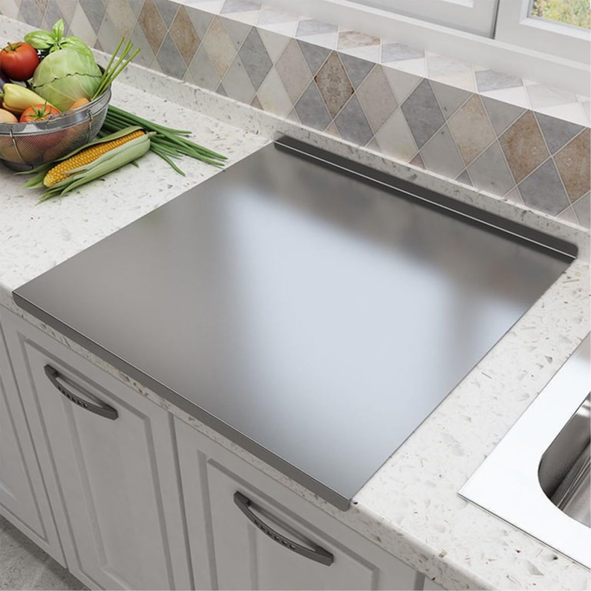 XXL 304 Stainless Steel Cutting Board  Anti-Slip & Mildew-Proof! No More Moldy Wooden Boards | Heavy-Duty & Food-Safe, Easy to Clean – Chop Meat, Knead Dough, Bake Prep All-in-One | Must-Have for Home