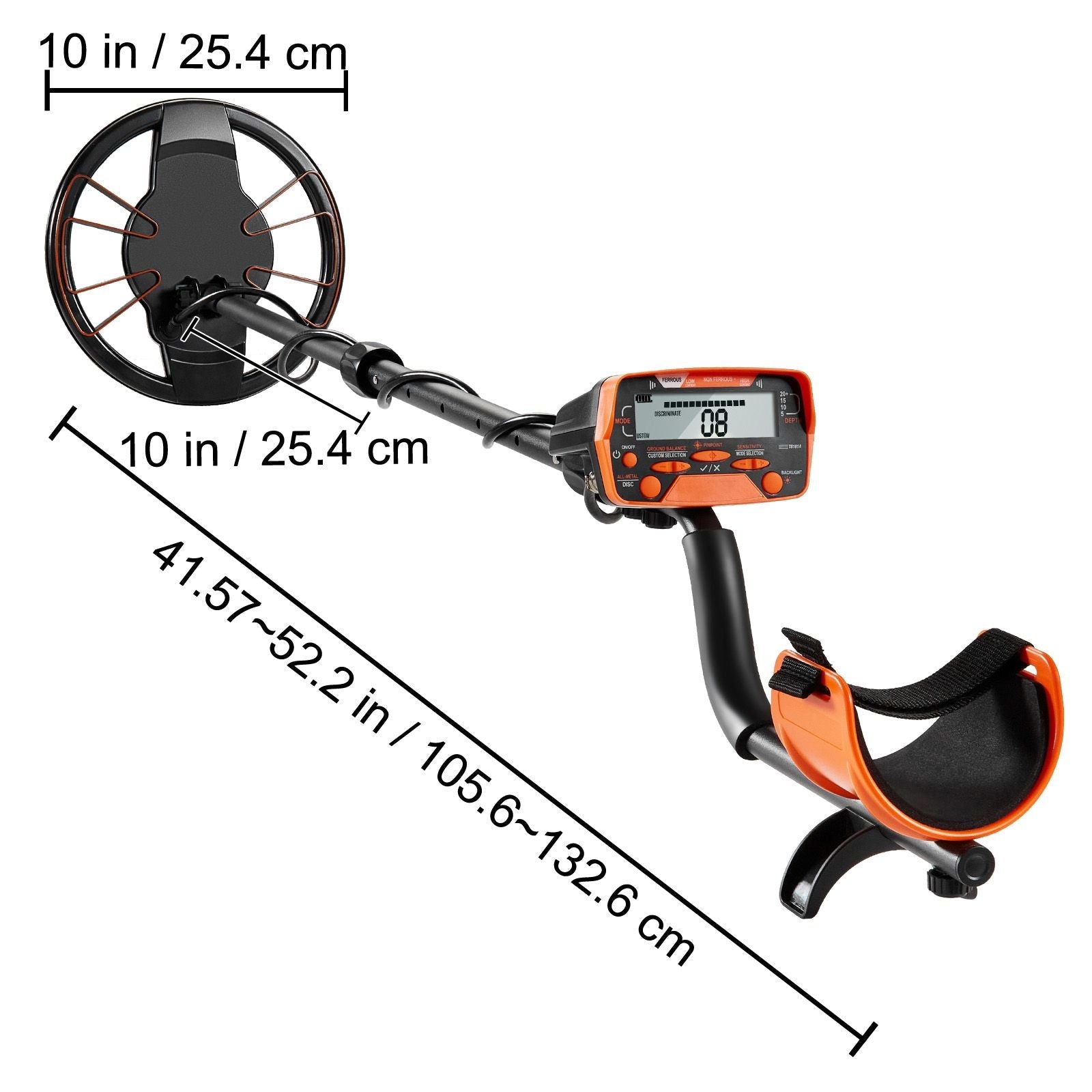 Metal Detector for Adults & Kids, 10 Inch Waterproof Search Coil with LCD Display 7 Modes, Adjustable 41''-52'' Aluminum Stem, DSP Chip Higher Accuracy Gold Detector 10'' Detection Depth