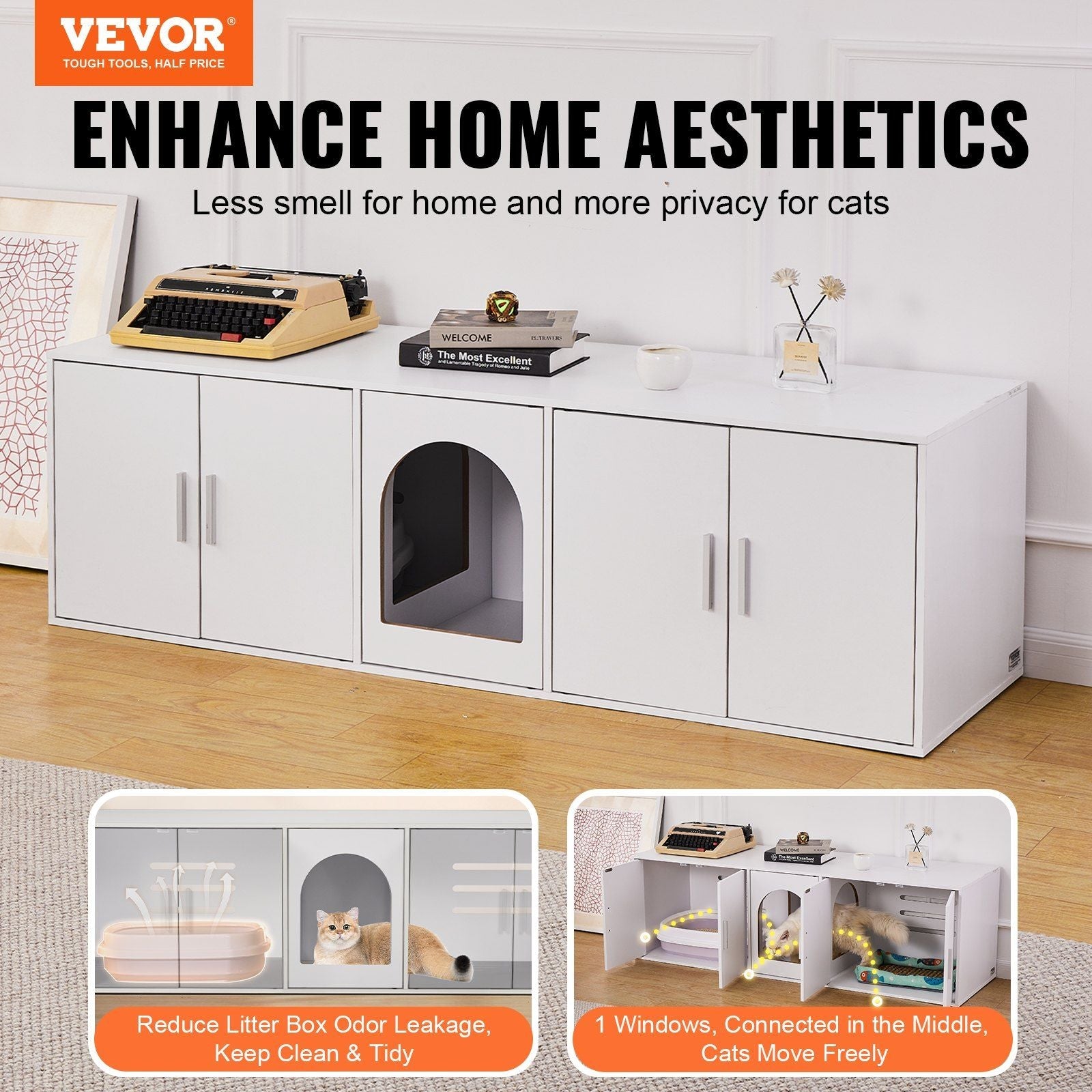 Cat Litter Box Enclosure Wooden Litter Box Furniture Hidden 57.9