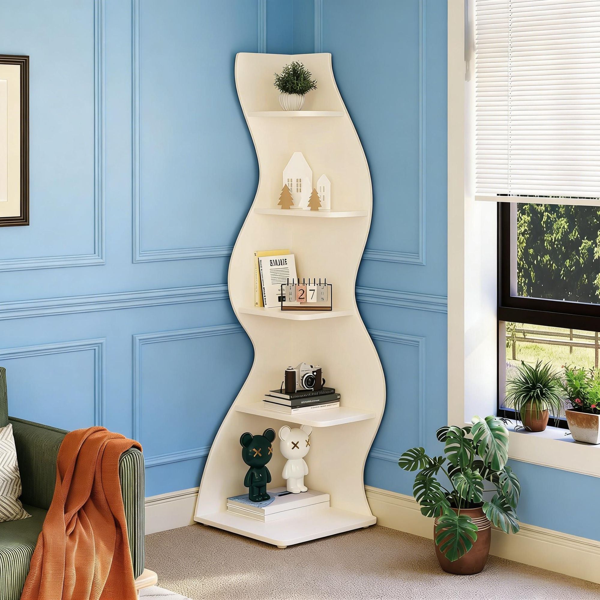 Modern Wall Corner Bookshelf Bookcase