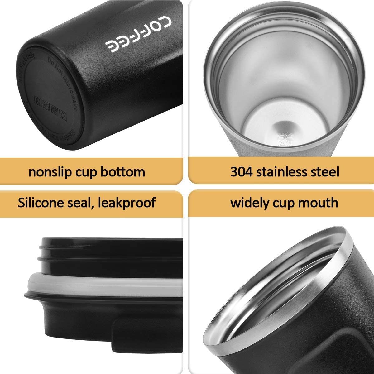 12 oz Stainless Steel Vacuum Insulated Tumbler - Coffee Travel Mug Spill Proof with Lid - T hermos Cup for Keep Hot/Ice Coffee; Tea and Beer