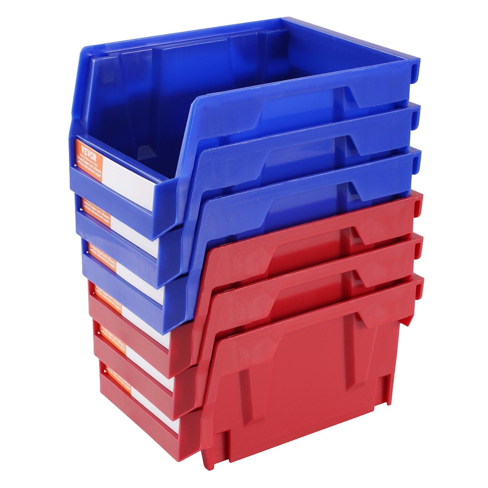 Plastic Storage Bin, (5-Inch x 4-Inch x 3-Inch), Hanging Stackable Storage Organizer Bin, Blue/Red, 24-Pack, Heavy Duty Stacking Containers for Closet, Kitchen, Office, or Pantry Organization