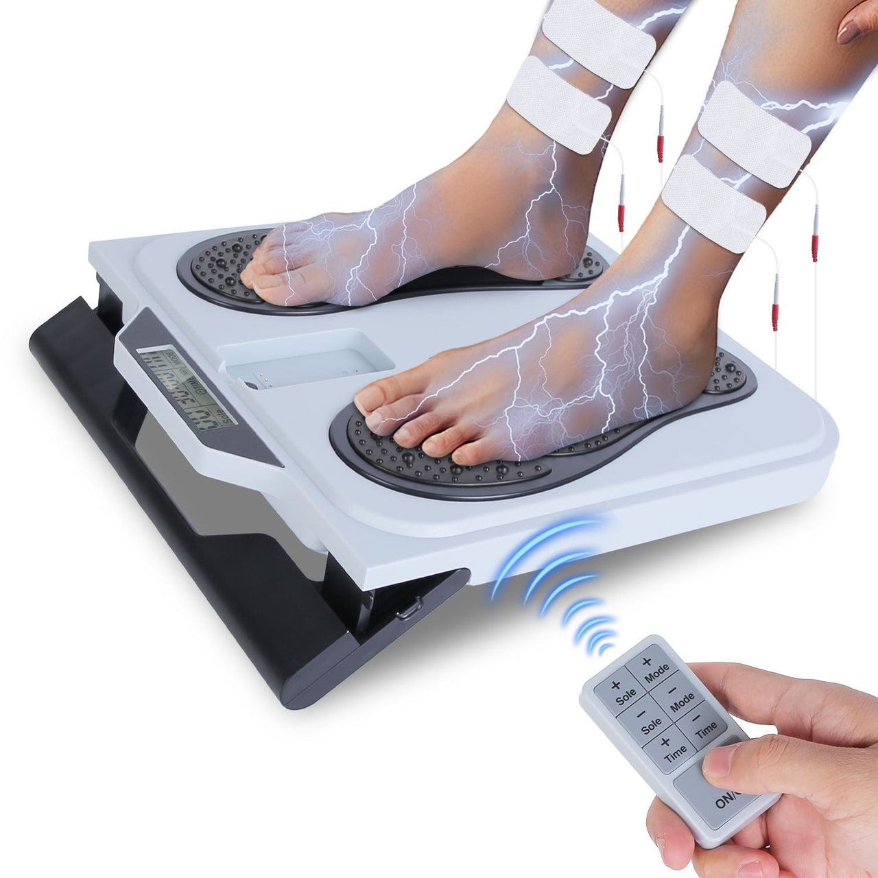 1Pc Rechargeable EMS Foot Massager for Neuropathy TENS Stimulator With 10Modes 50Intensities Remote Control For Muscle Relaxation Cramps Circulation Gift For Dad Mom