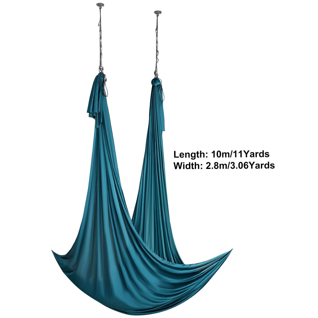 Aerial Silk & Yoga Swing, 11 Yards, Aerial Yoga Hammock Kit with 100gsm Nylon Fabric, Full Rigging Hardware & Easy Set-up Guide, Antigravity Flying for All Levels Fitness Bodybuilding, Green