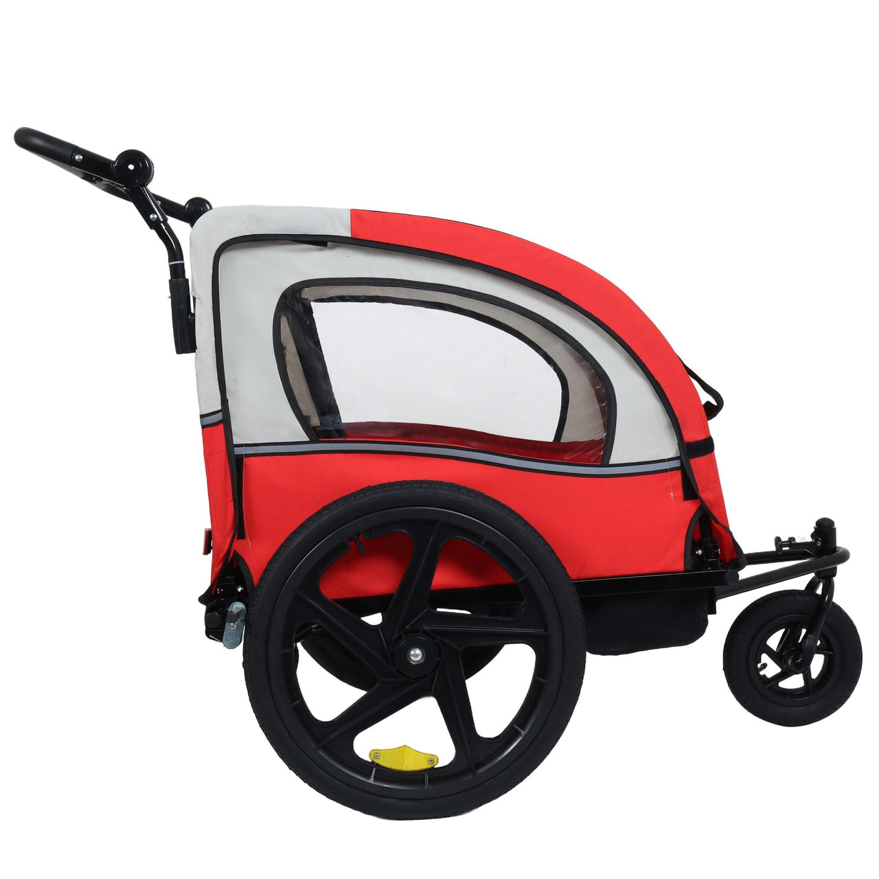 2-in-1 Double 2 Seat with 5-point safety harnesses Bicycle Bike Trailer Jogger Stroller for Kids Children Foldable Collapsible w/Pivot Front Wheel, Storage Bag