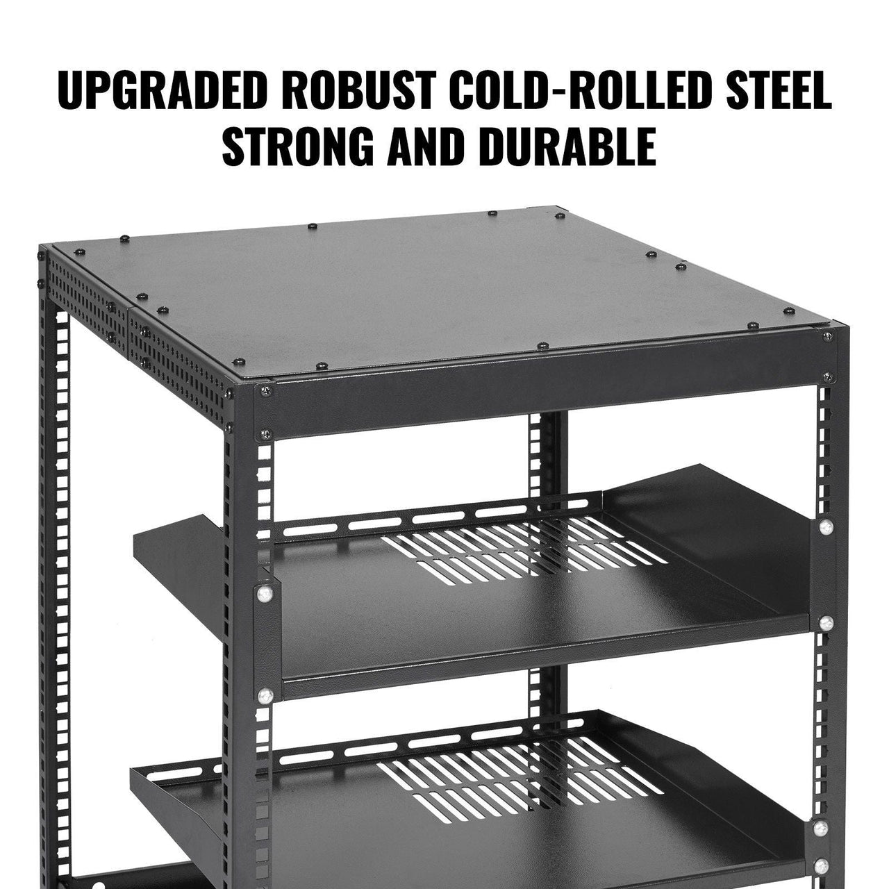 12U Open Frame Server Rack, 23-40 in Adjustable Depth, Free Standing or Wall Mount Network Server Rack, 4 Post AV Rack with Casters, Holds All Your Networking IT Equipment AV Gear Router Modem