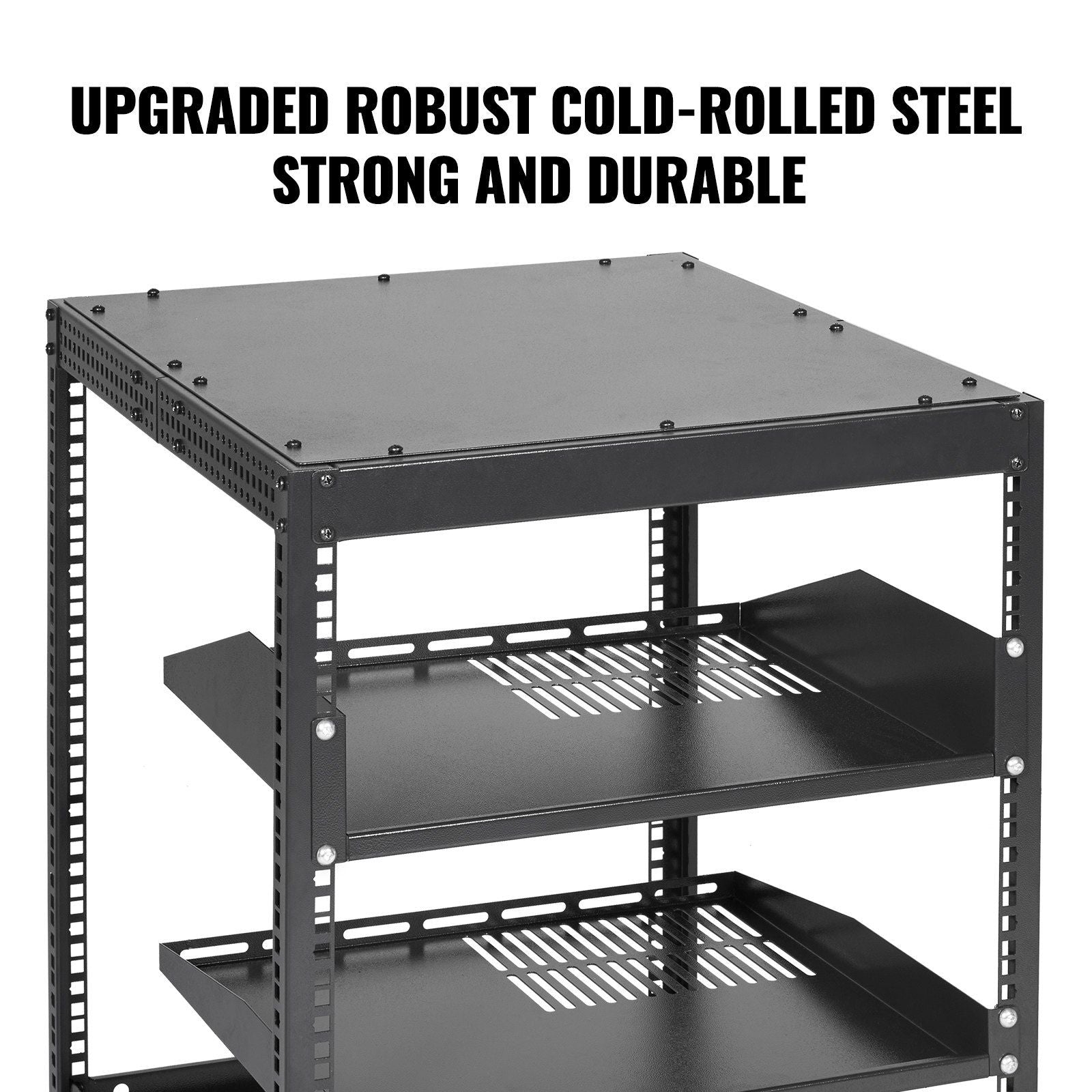 12U Open Frame Server Rack, 23-40 in Adjustable Depth, Free Standing or Wall Mount Network Server Rack, 4 Post AV Rack with Casters, Holds All Your Networking IT Equipment AV Gear Router Modem