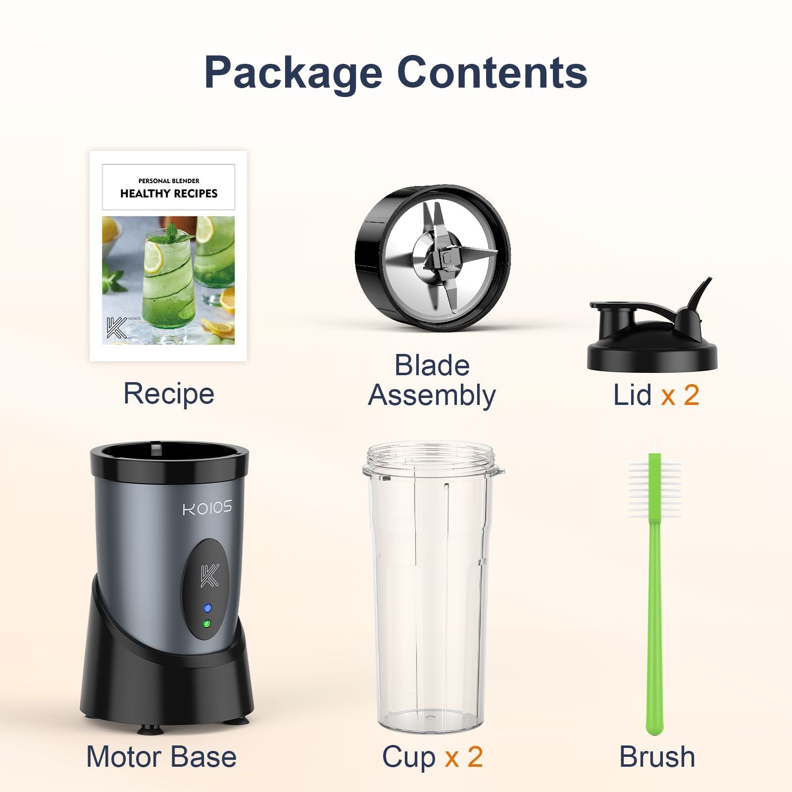 KOIOS 900W Smoothie Blender, Personal Blender for Shakes and Smoothies with 2 No-BPA 22 oz Portable Blender Bottles and To-Go Lids, Single Serve Mixer Blender for Juices Baby Food, Nutritious Recipe