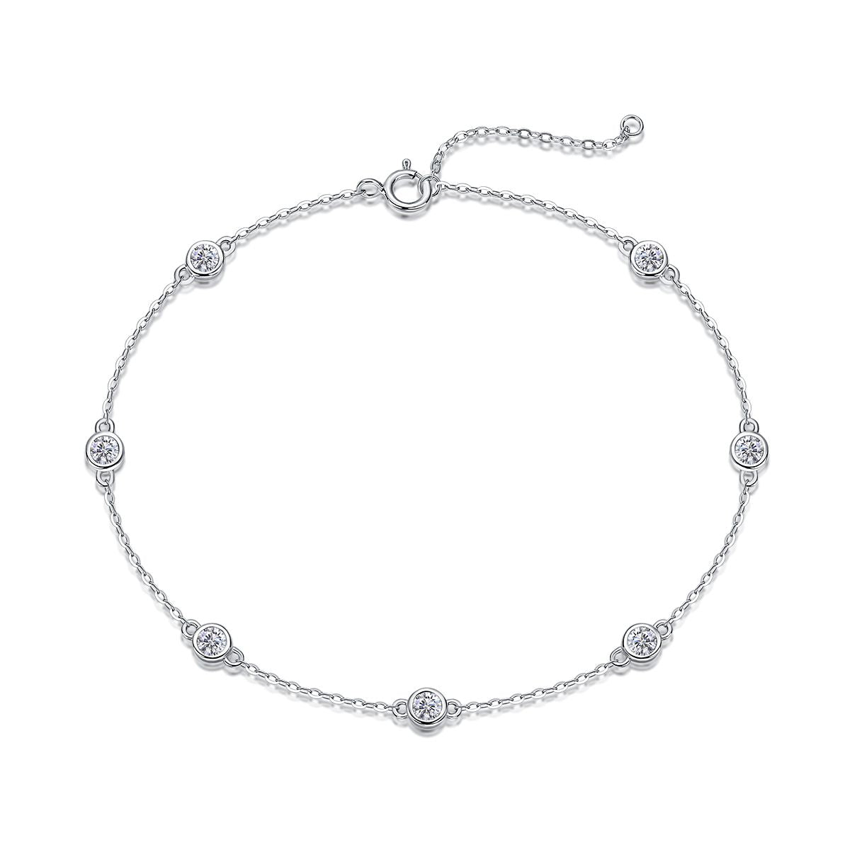 Dynamic Bubble - A fashionable jewelry bracelet and bangle set with Moissanite S925 sterling silver and Platinum-plated diamond