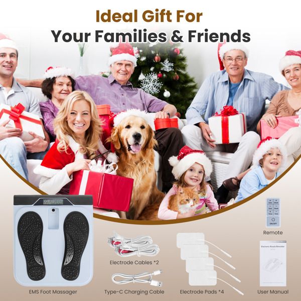 TENS & EMS Foot Massager with 10 Modes & 50 Intensity Levels - Electric Foot Stimulator for Neuropathy, Plantar Fasciitis & Pain Relief - 4 Electrode Pads for Full Body - Cordless with Remote Control