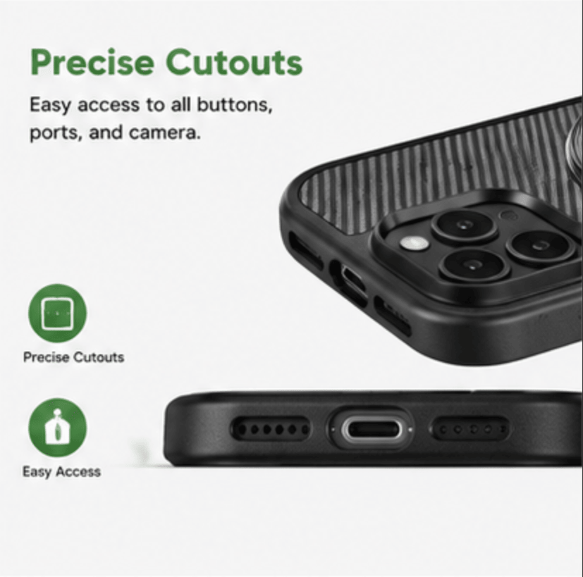 Magnetic Carbon Fiber Phone Case for iPhone 13 14 15 16 17 Series, Built-in Rotatable Kickstand Shockproof Protective Cover Compatible with MagSafe Wireless Charging