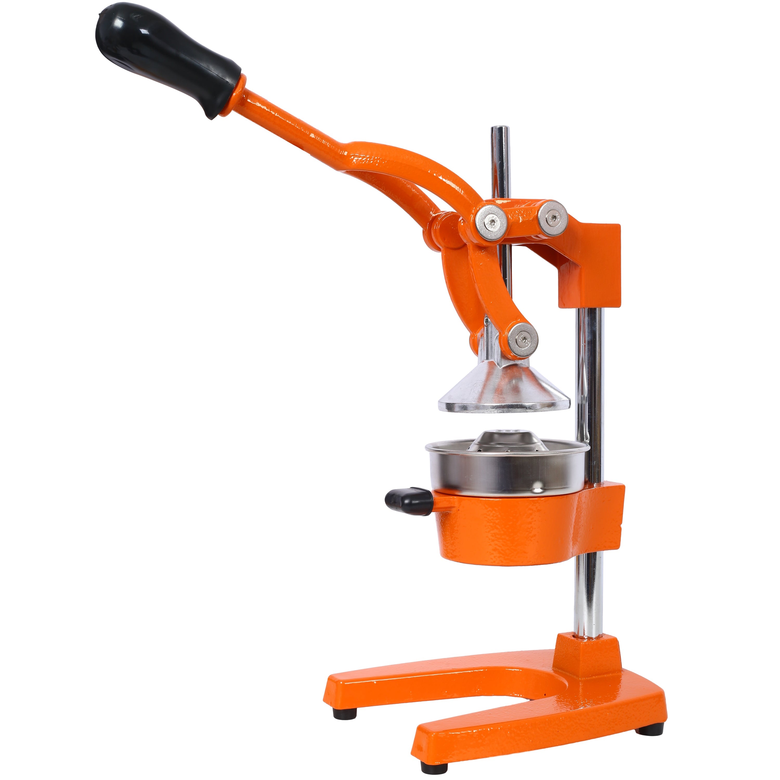 Cast Iron Citrus Juicer , Extra-Large Commercial Grade Manual Hand Press , Heavy Duty Countertop Squeezer for Fresh Orange Juice ,orange color
