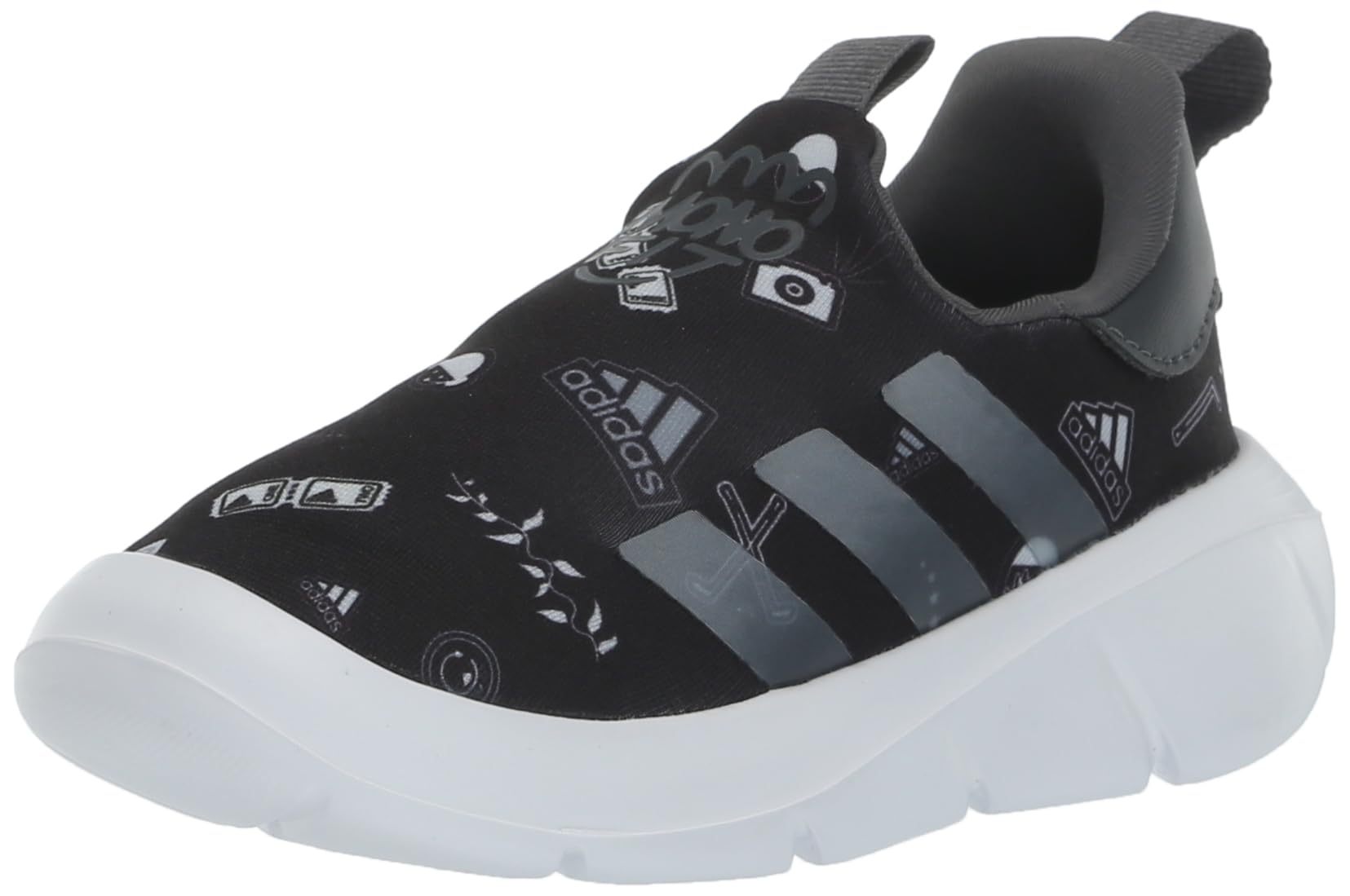 adidas Kids Monofit Sneaker Black/White/Preloved Green 10 US Unisex Toddler