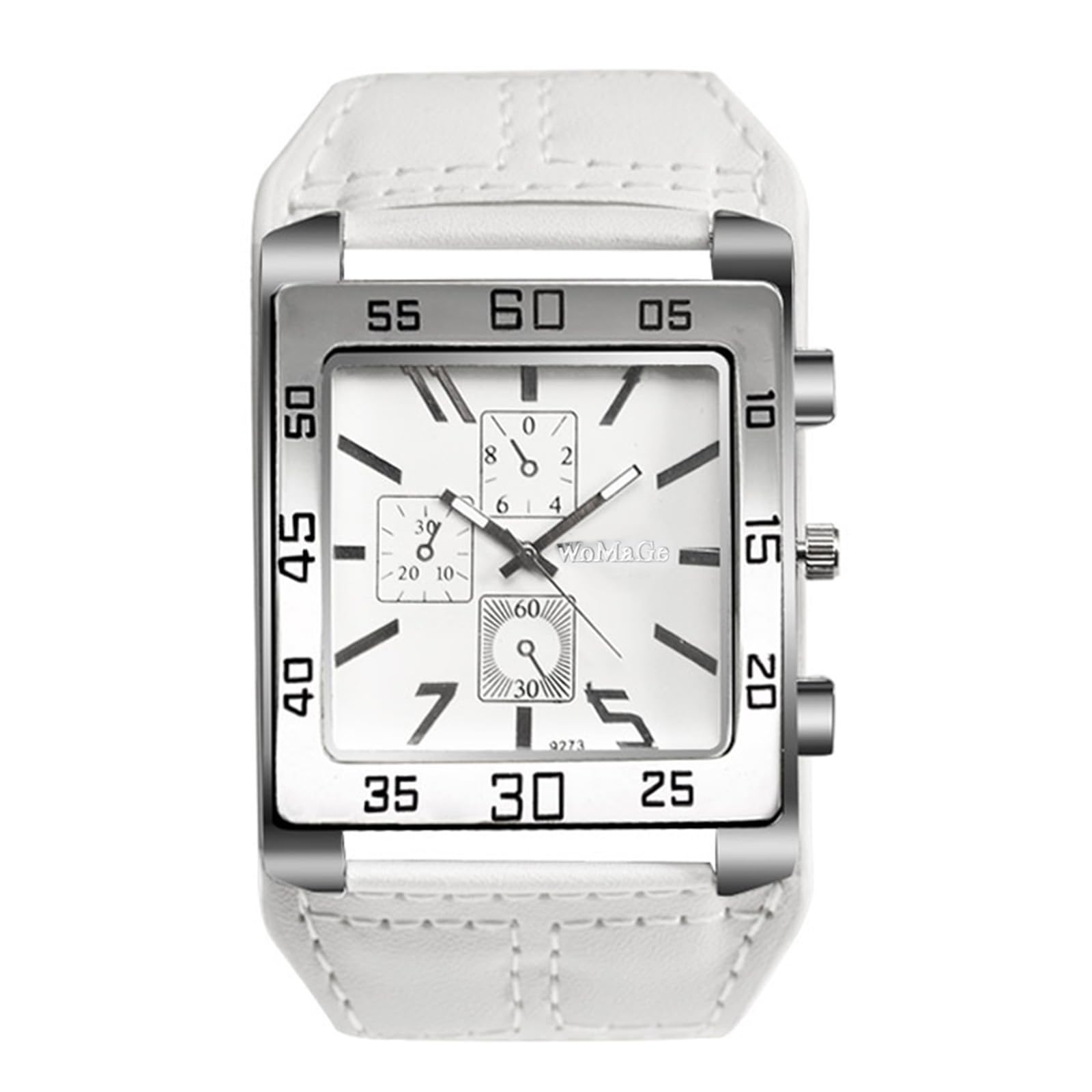 Avaner Mens Square Watch Oversize Steampunk Watch Leather Strap Big Face Watch