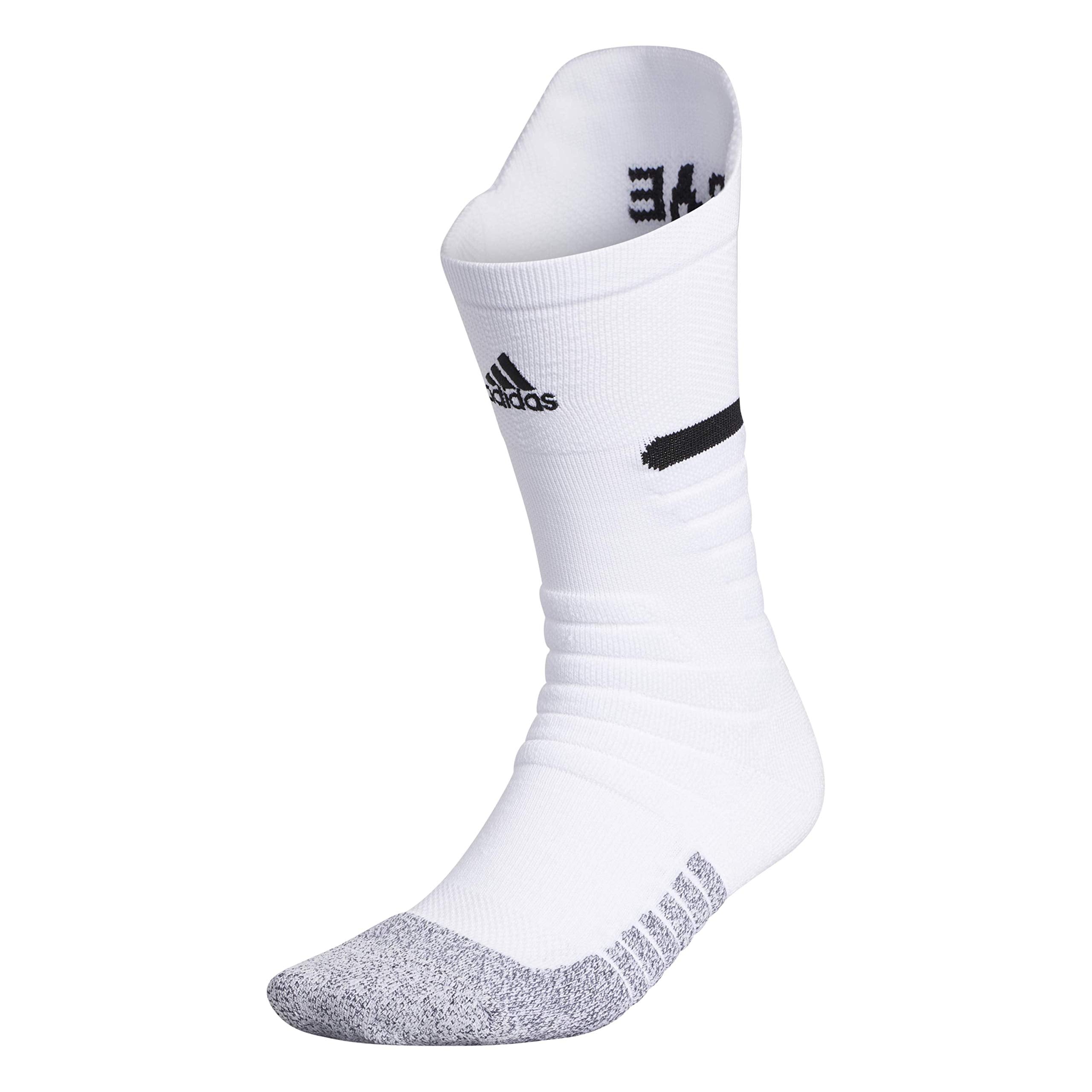 adidas Adizero Football Socks (1 Pair) Cushioned Crew for Men Women Kids Team Sports White/Black Medium