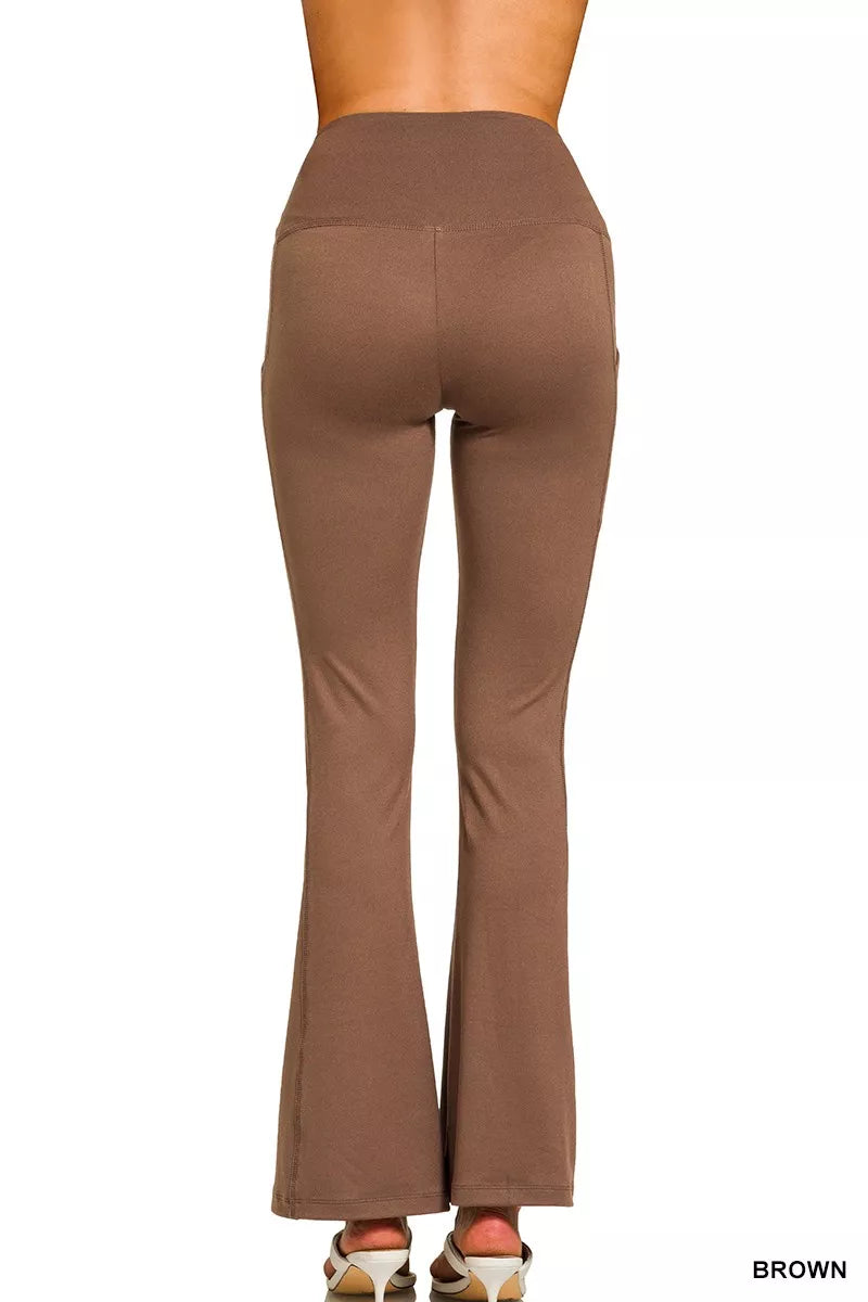 Zenana Brushed Dty Microfiber Flare Pants