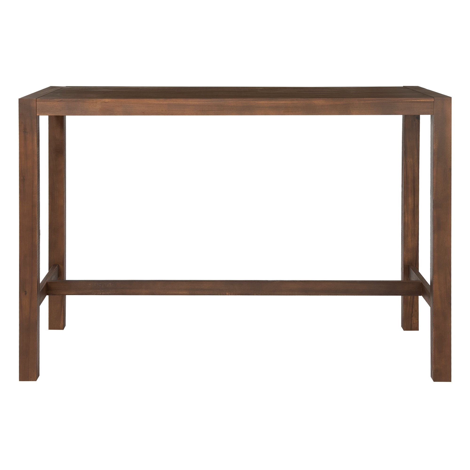TREXM Rustic Patio Bar Set with Ergonomic Chairs, Solid Wood Slatted Tabletop in Mocha+Beige Cushion