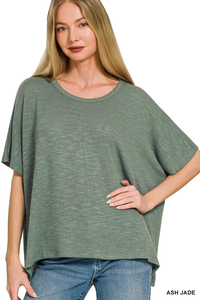 Zenana Oversized Slub Hacci Top