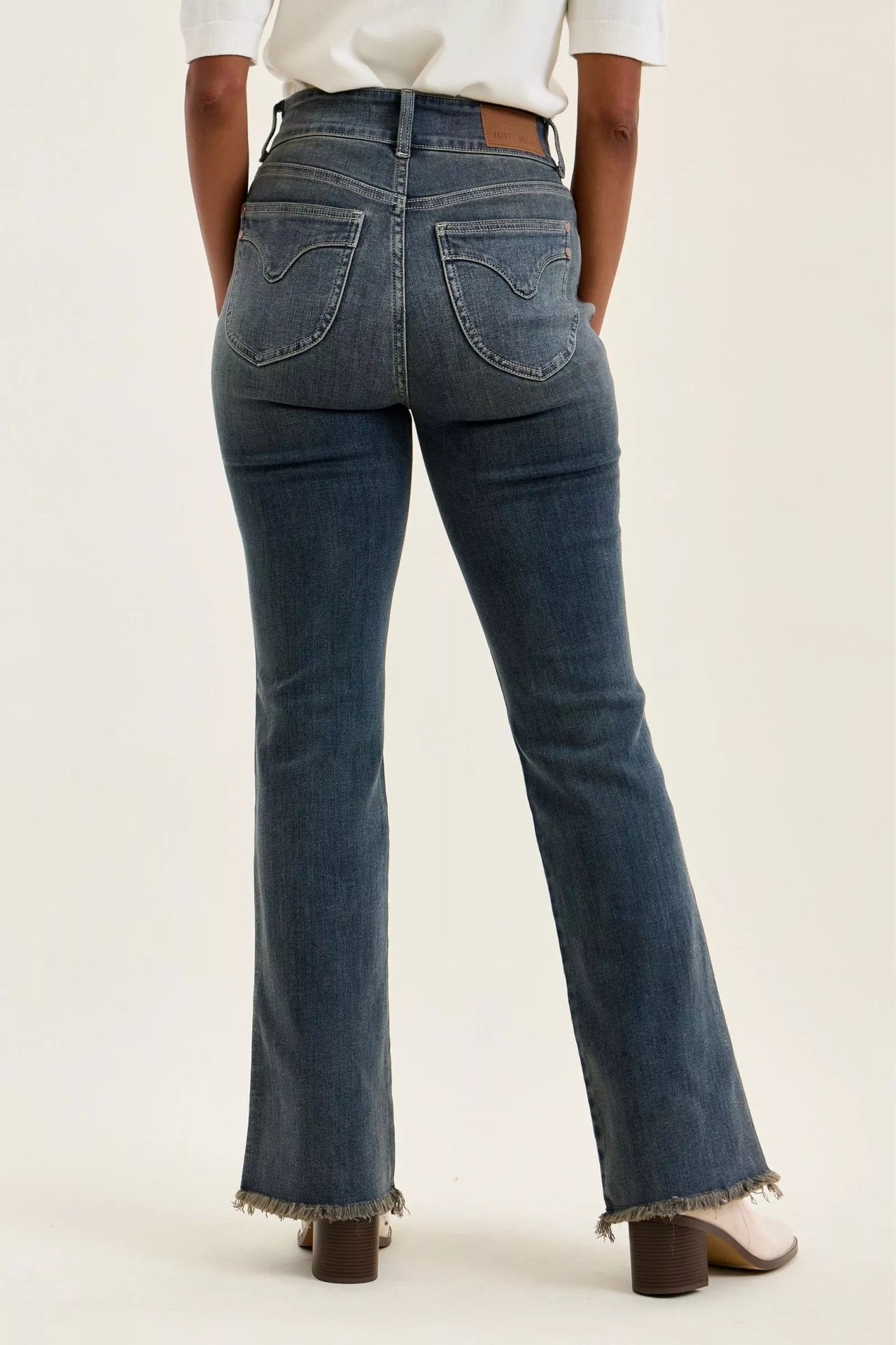 Judy Blue High Waist Double Button Frayed Hem Jeans