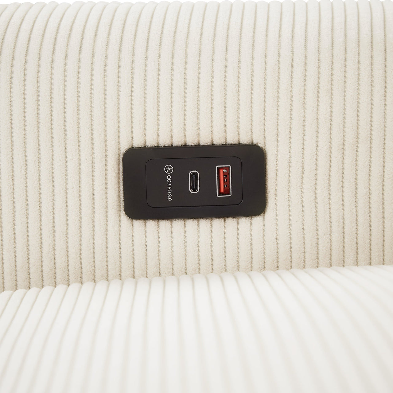 Modern Convertible Pull-out Sofa Bed with USB Ports and Pillows, Beige Corduroy, 57.48 inches