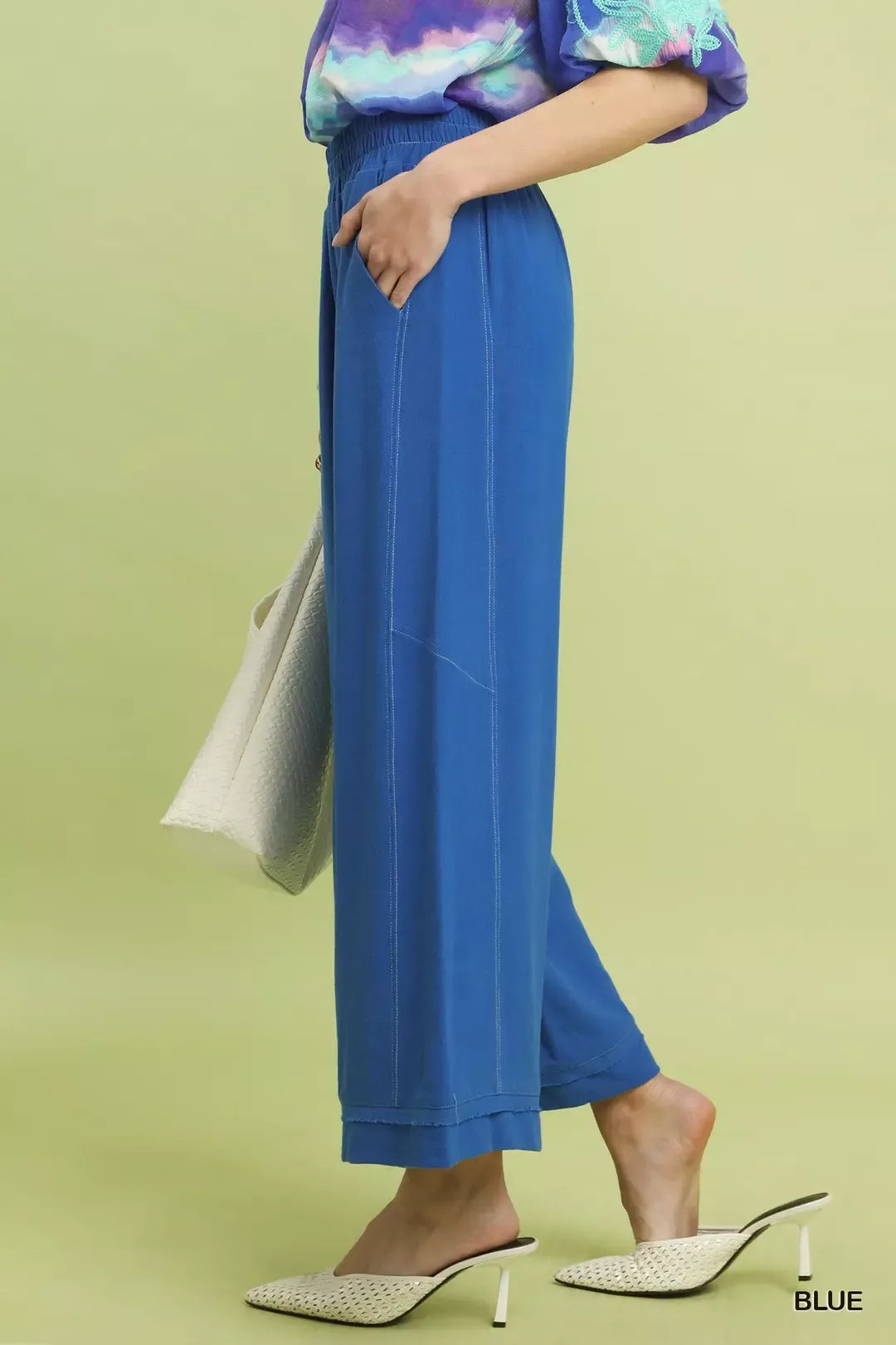 Umgee Linen Elastic Waist Wide Leg Pants