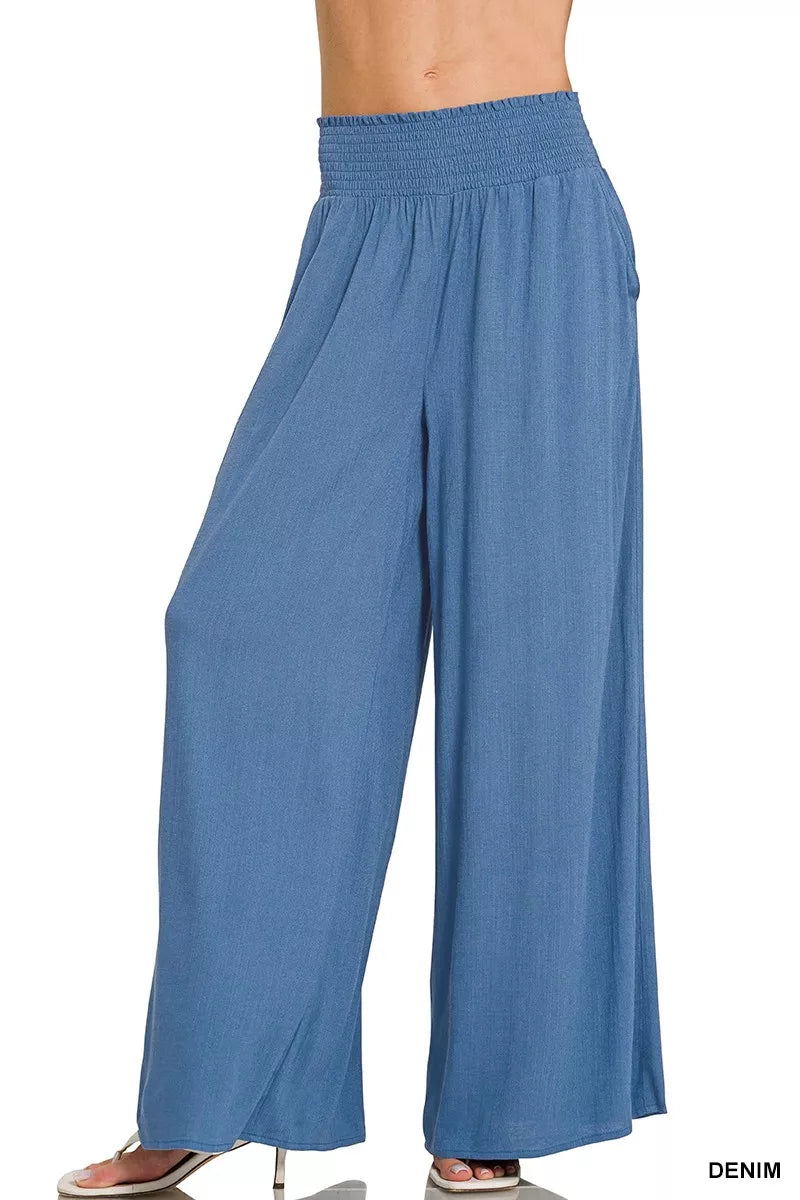 Zenana Smocked Waistband Wide Leg Lounge Pants