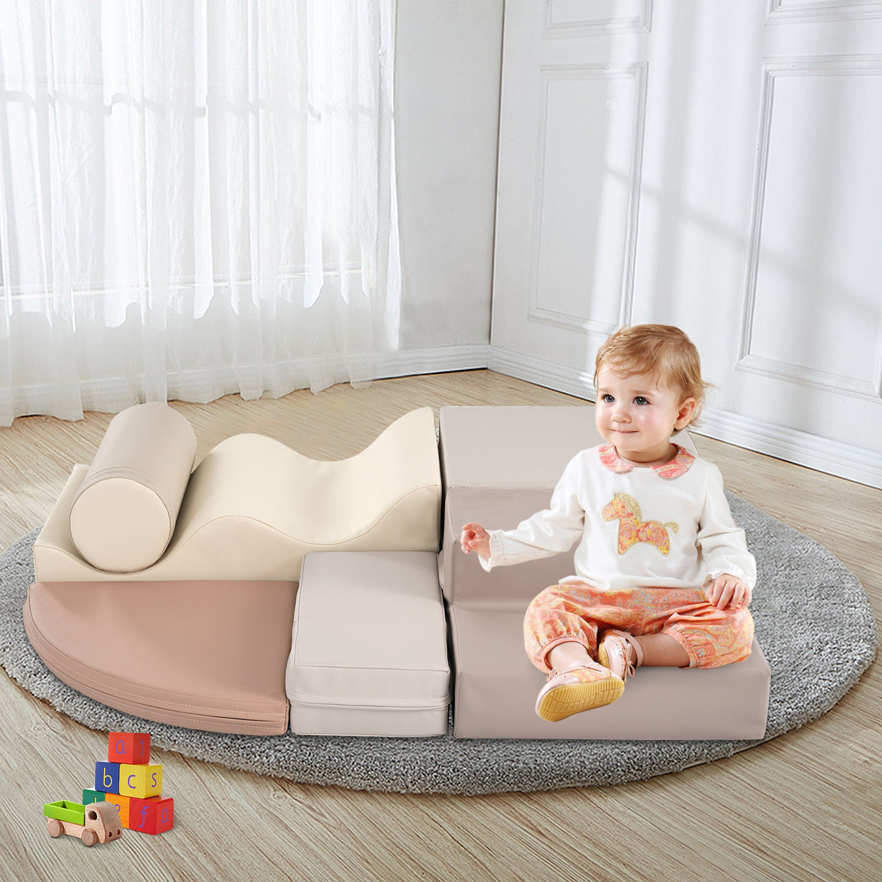 Soft Climb and Crawl Foam Playset 6 in 1, Soft Play Equipment Climb and Crawl Playground for Kids,Kids Crawling and Climbing Indoor Active Play Structure