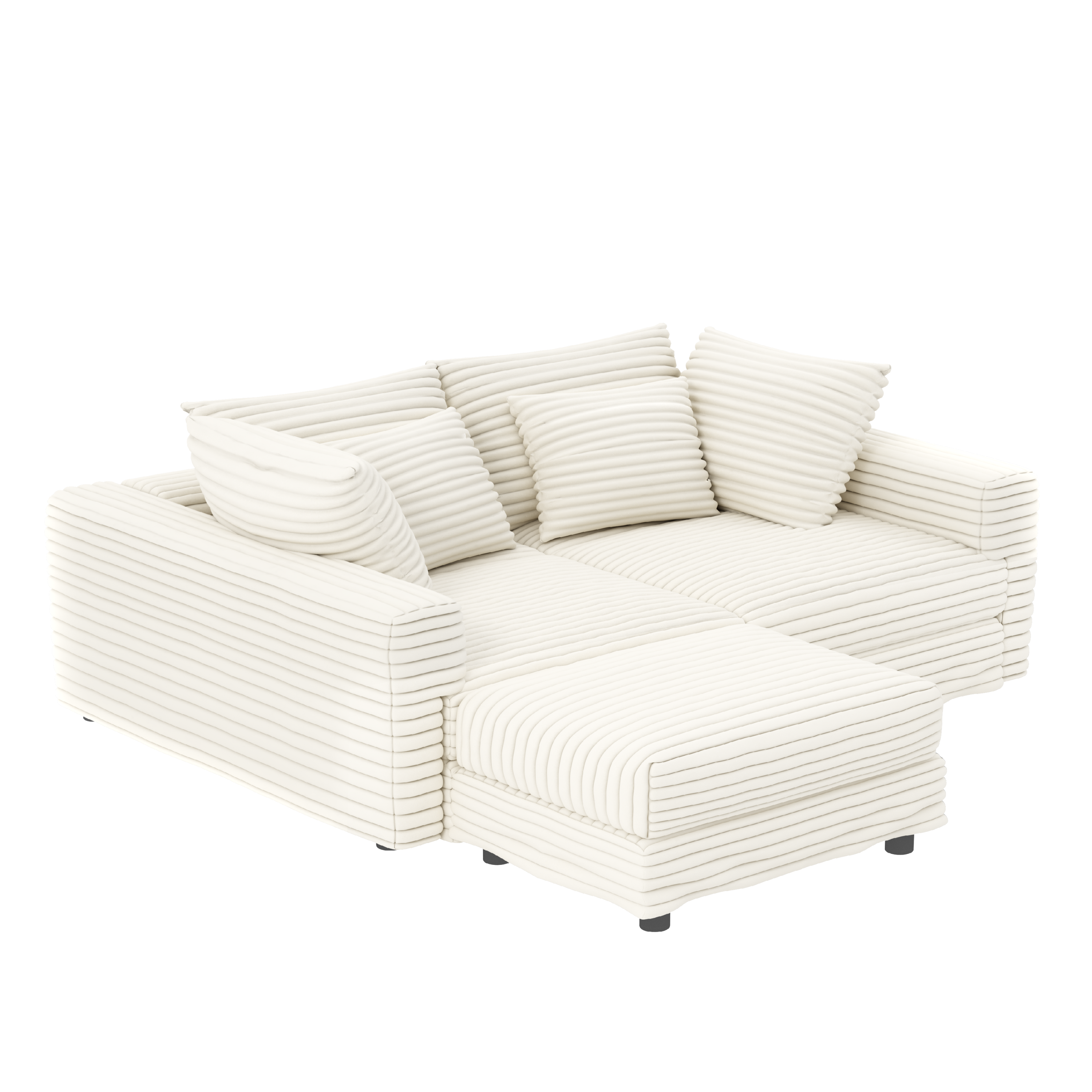 102.4 'Plush Corduroy 4-Seat Sofa,Modern Comfy Upholstered Sofa Cloud Couch,Deep Seat Couches with Soft Pillows and Movable Ottoman,Convertible Sofa Lounge Chair,for Living Room,Apartment,Office,Beige