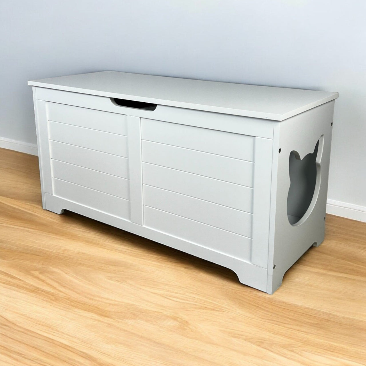 39.4' Top open Cat Litter Box Enclosure Furniture, Cat Washroom, Hidden Litter Box Cover, Cabinet for Large Cat, Dog Proof Cat Litter Boxes, Hideaway Litter Box, Cat House, White