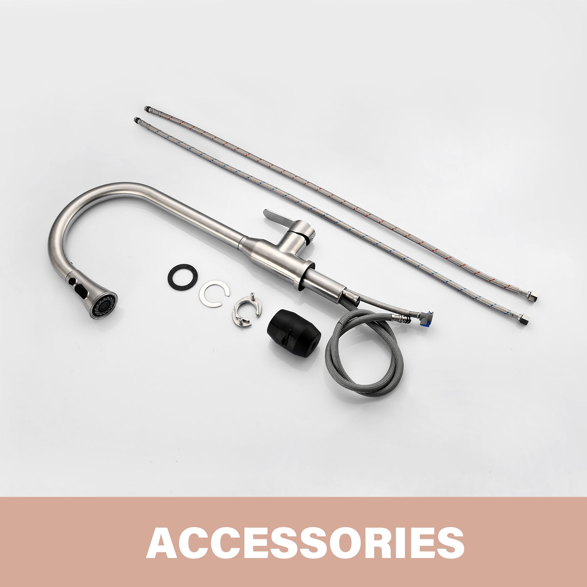Stainless Steel High Arc Kitchen Faucet with Pull Down Sprayer in Brushed Nickel Finish