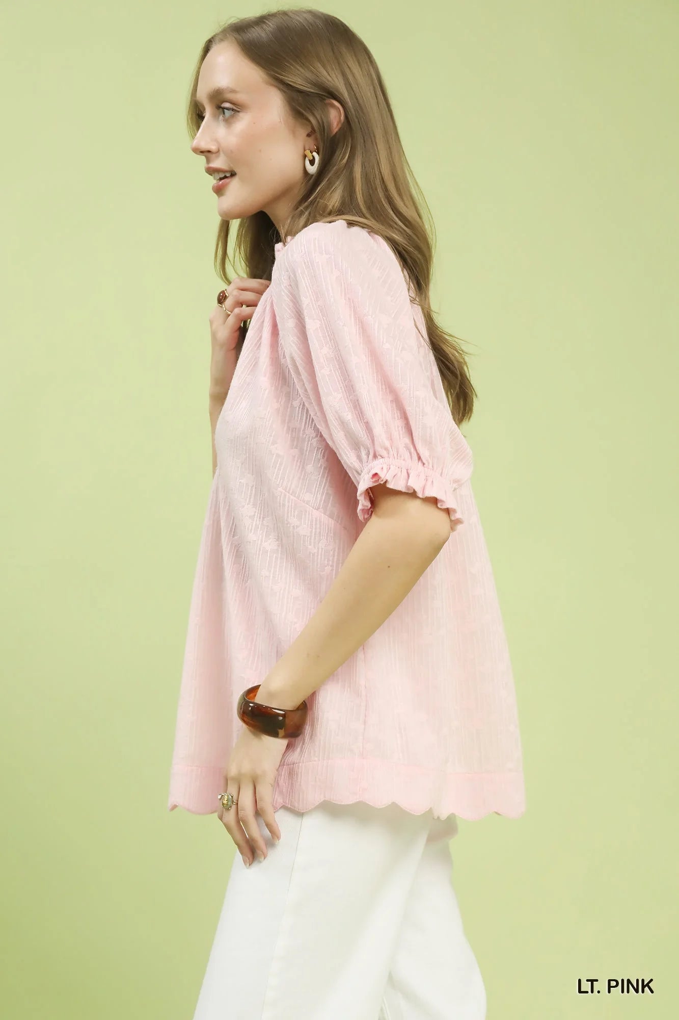Umgee Textured Pintuck Blouse