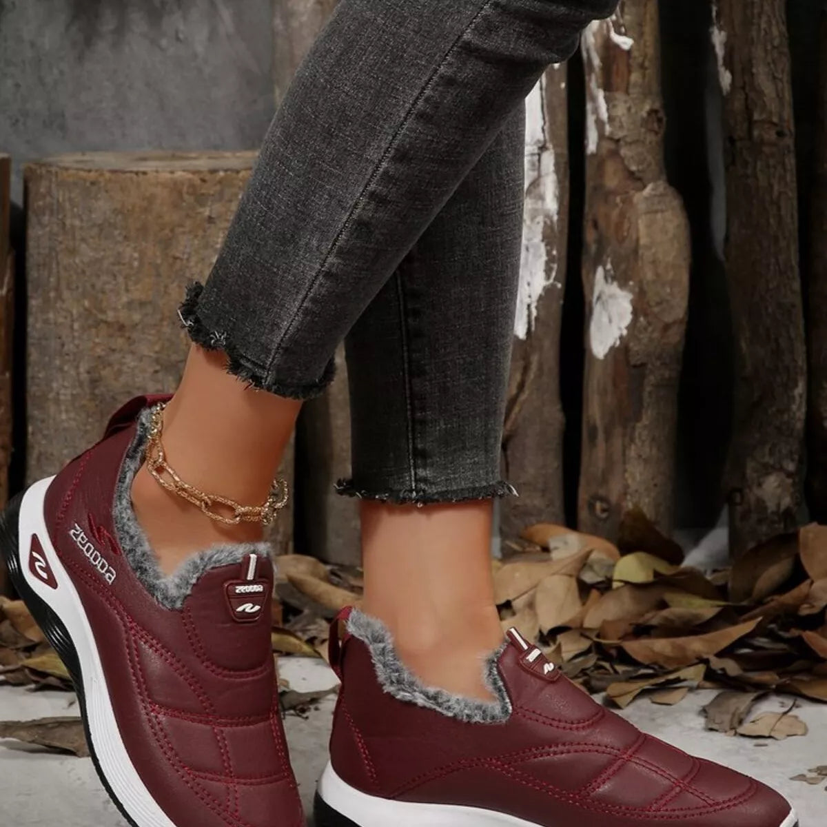 Plush Round Toe Platform Shoes
