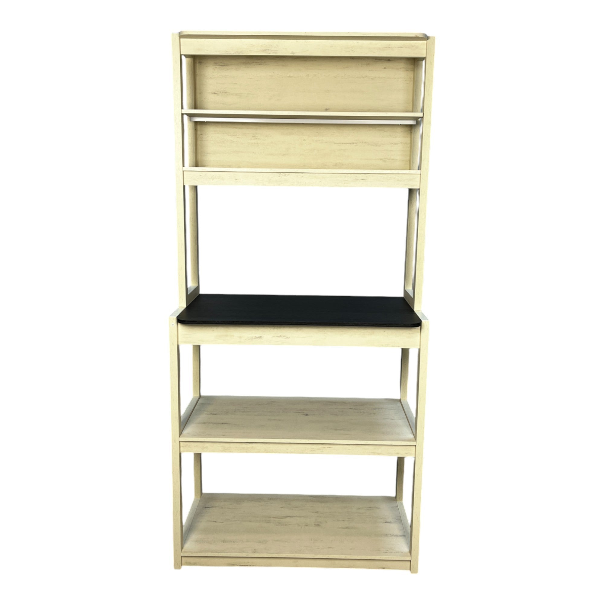 31.5' White and Black color 5-Tier Bakers Rack for Kitchen with Storage, Coffee Bar, Kitchen Shelves,  Microwave Stand