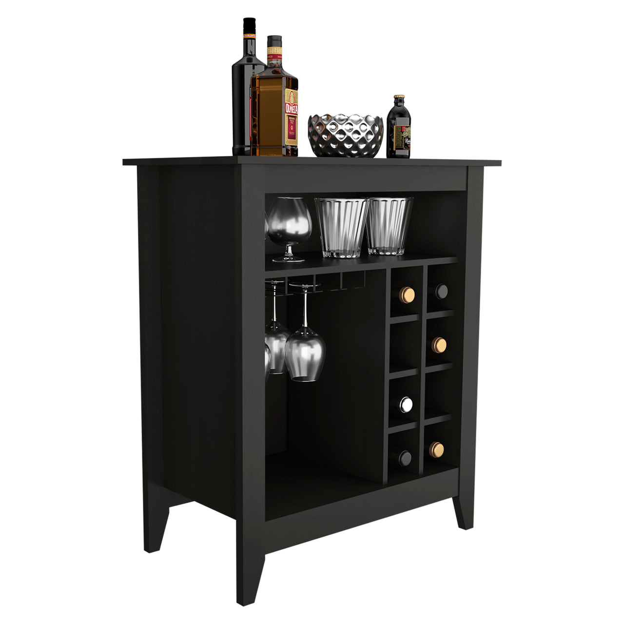 DEPOT E-SHOP Mojito Bar Cabinet, One Open Drawer, One Open Shelf, Black
